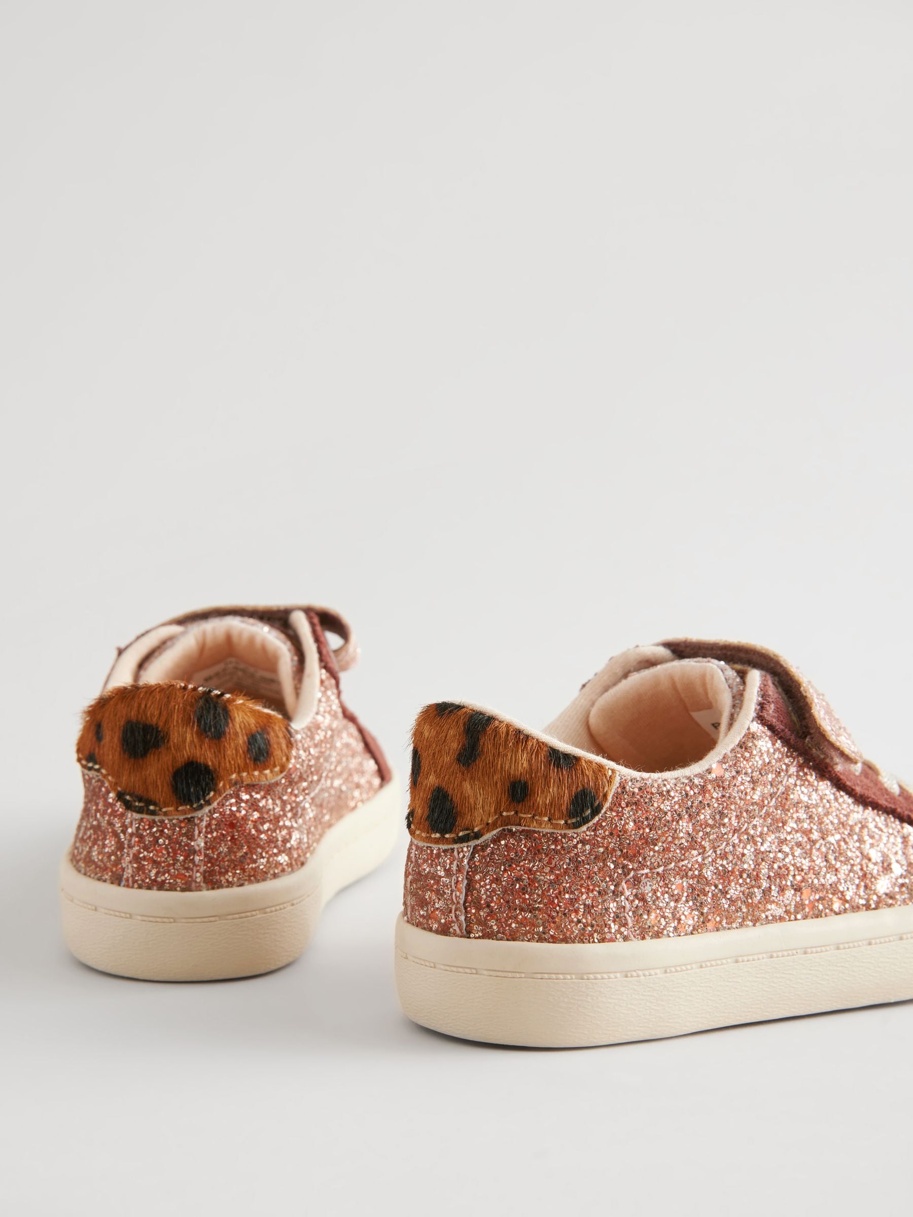 Rose Gold Glitter Elastic Lace Trainers