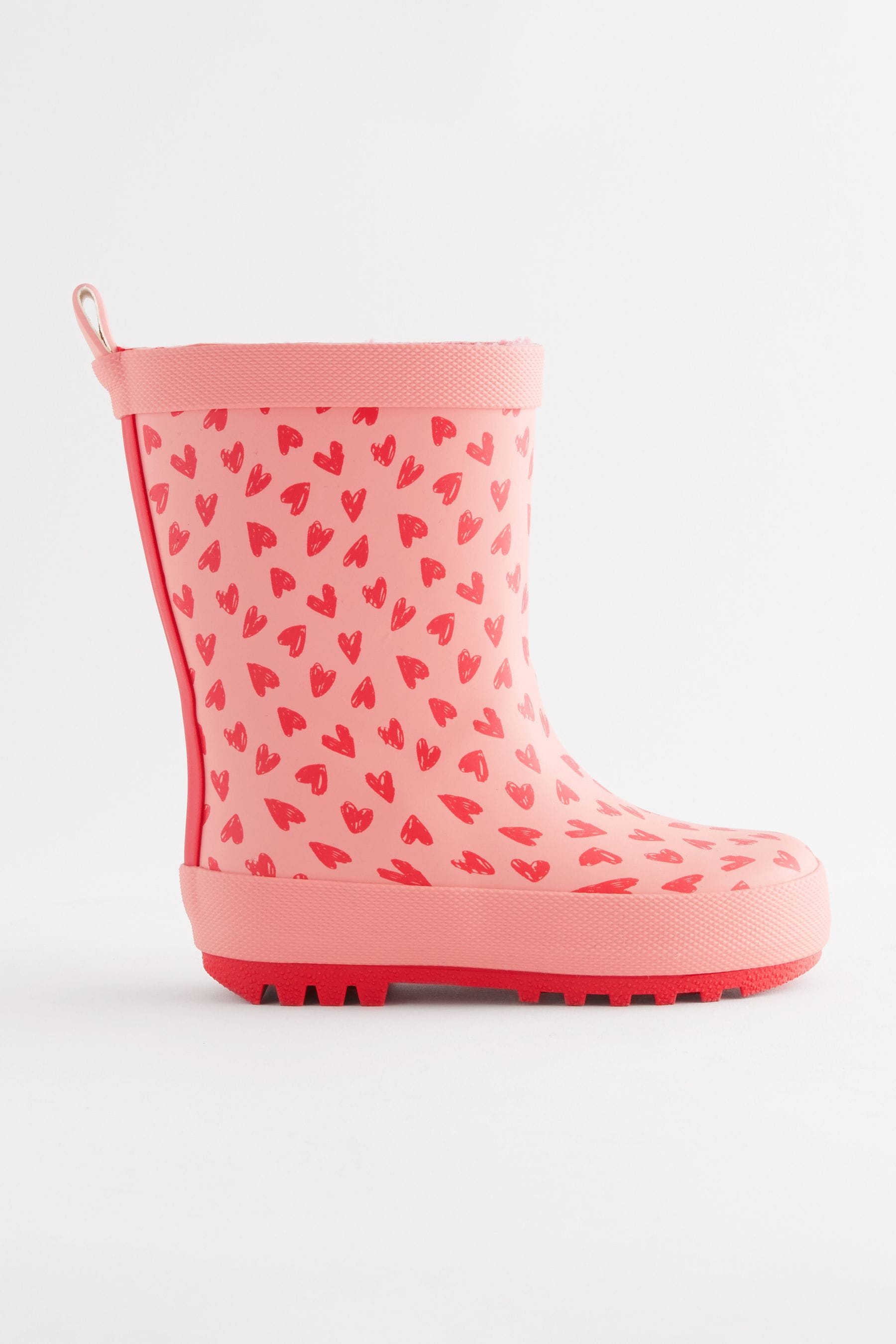 Pink Heart Print Wellies