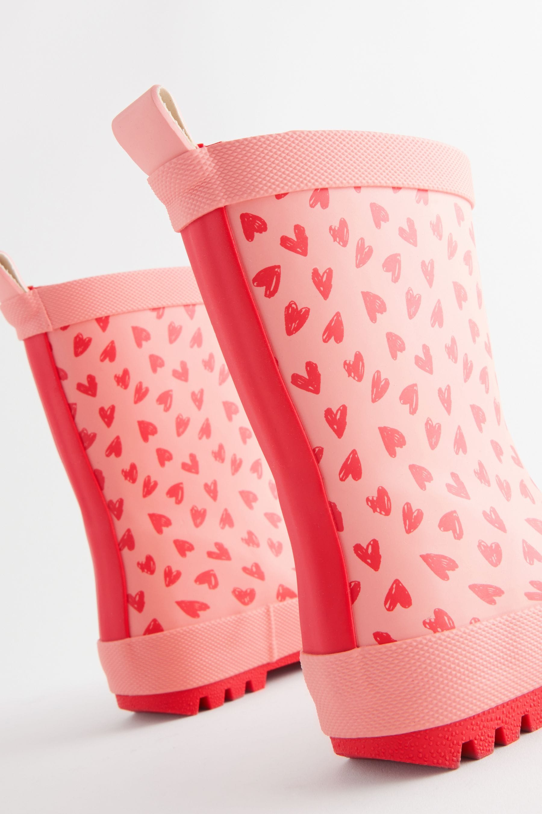 Pink Heart Print Wellies