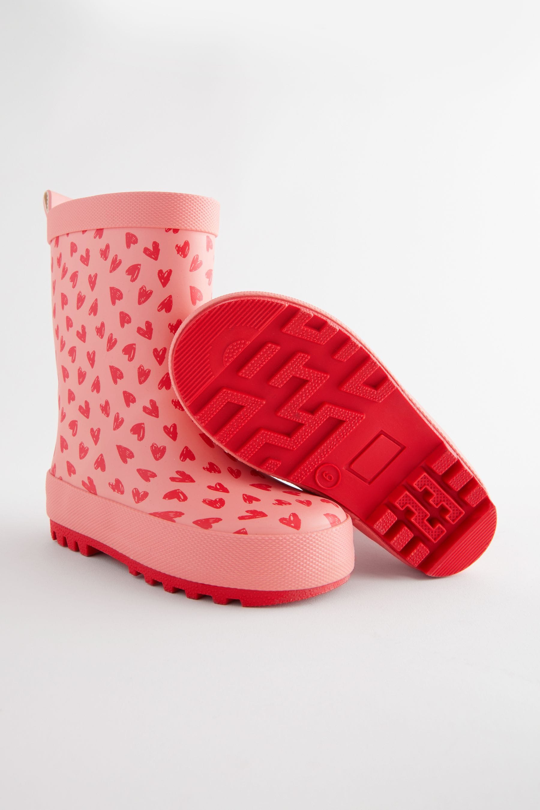 Pink Heart Print Wellies