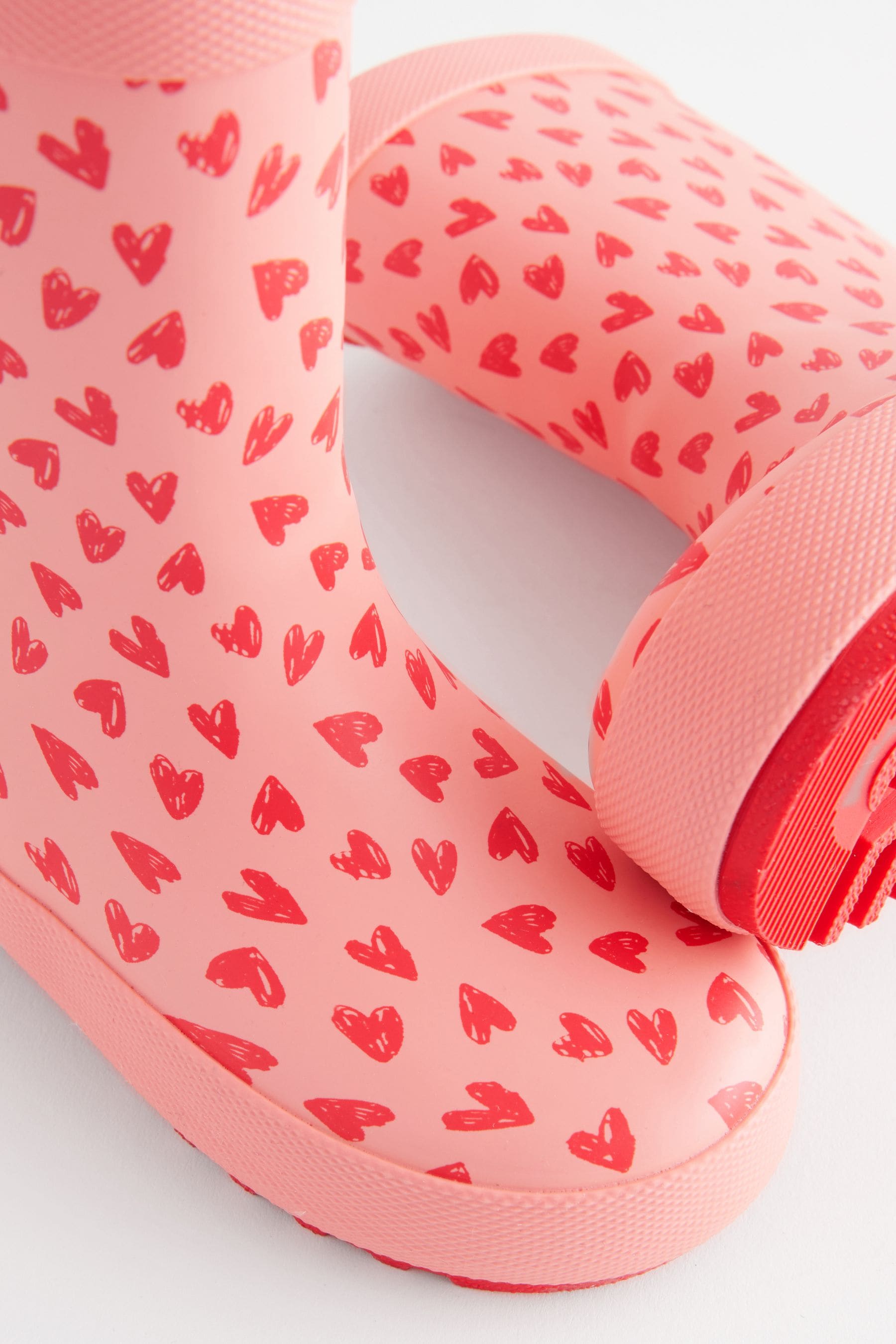 Pink Heart Print Wellies