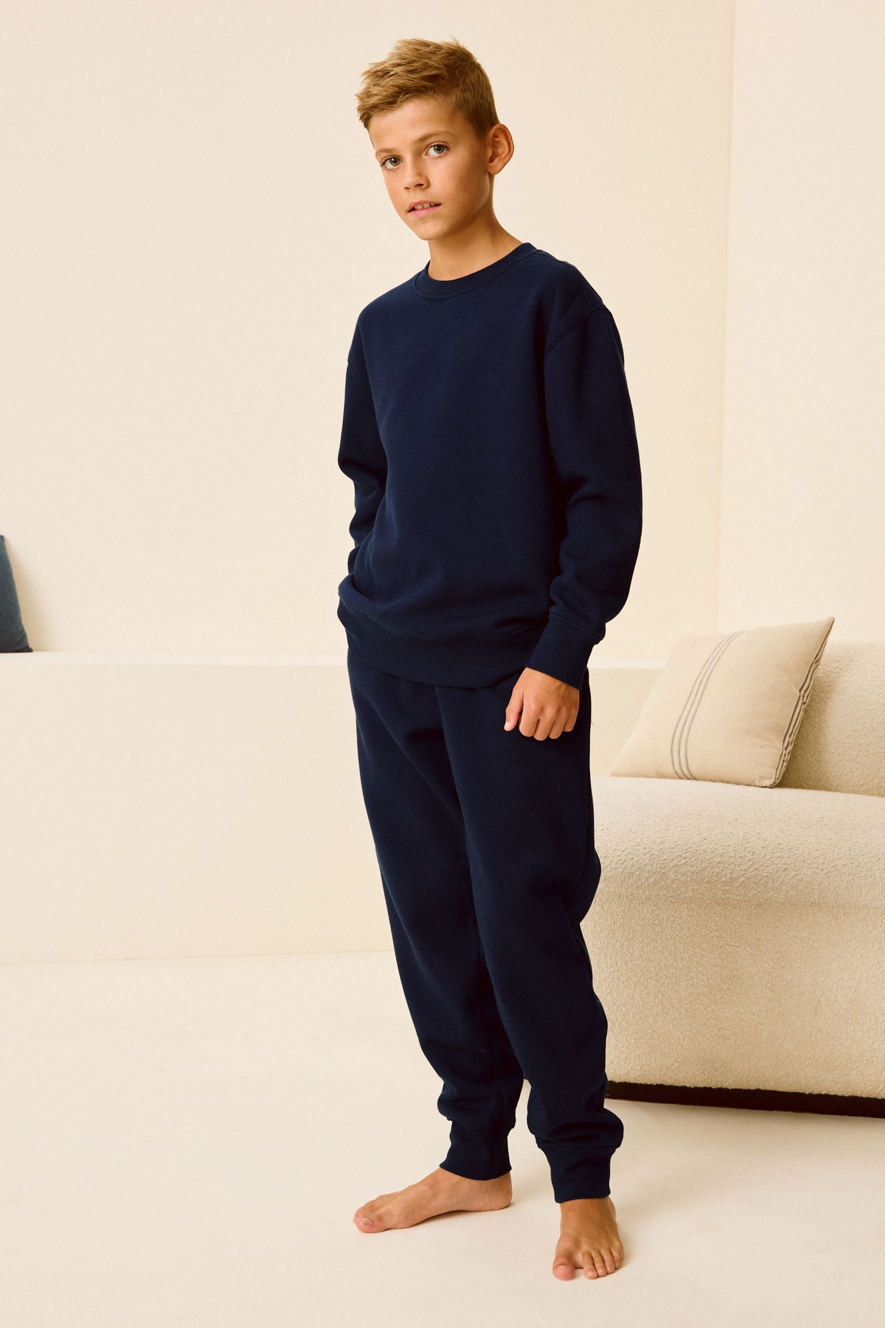 Navy Fleece Lined Loungewear Pyjamas (3-16yrs)