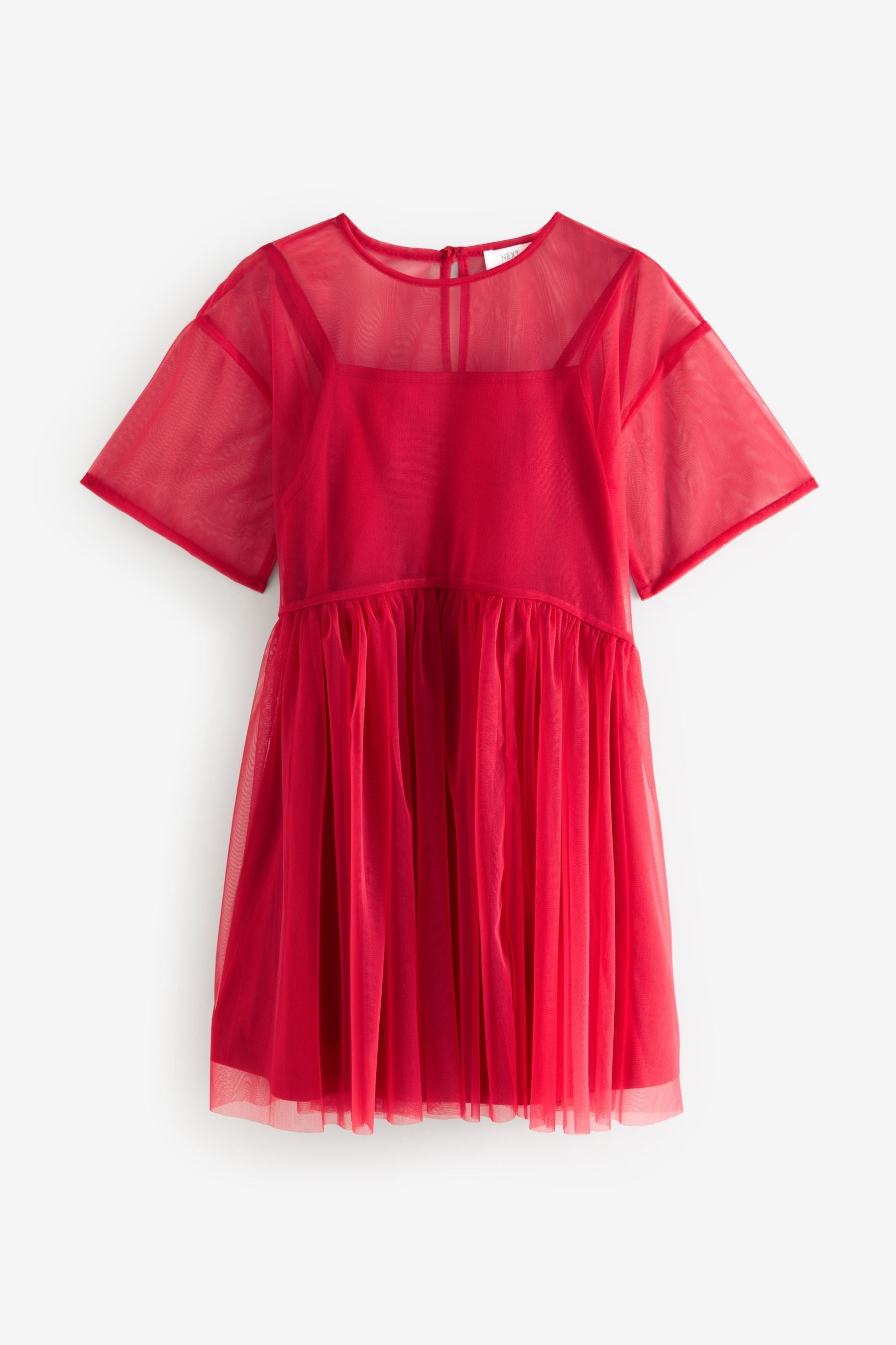 Red Mesh Dress (3-16yrs)