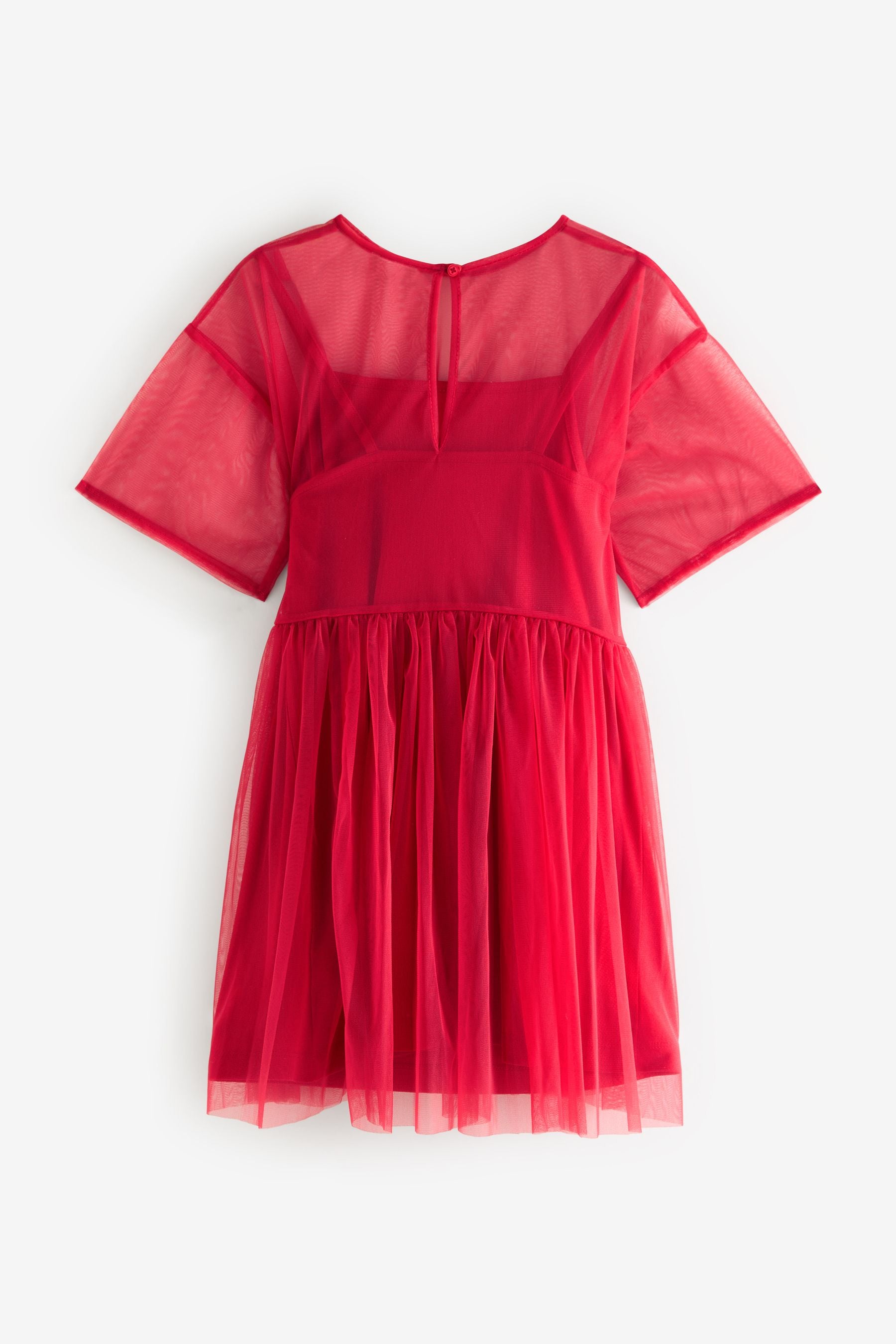 Red Mesh Dress (3-16yrs)