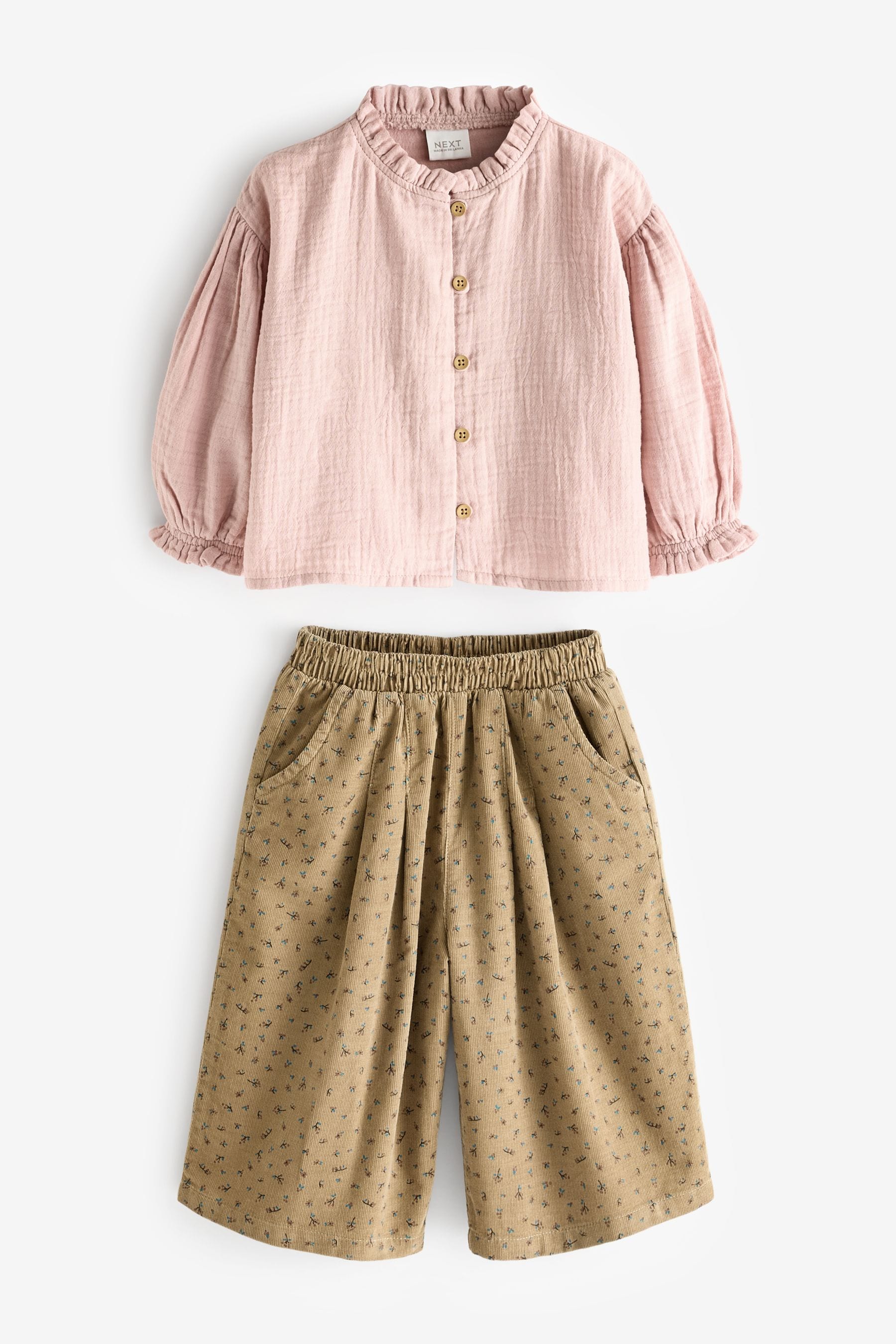 Pink Blouse and Co-ord Trousers Set (3mths-8yrs)