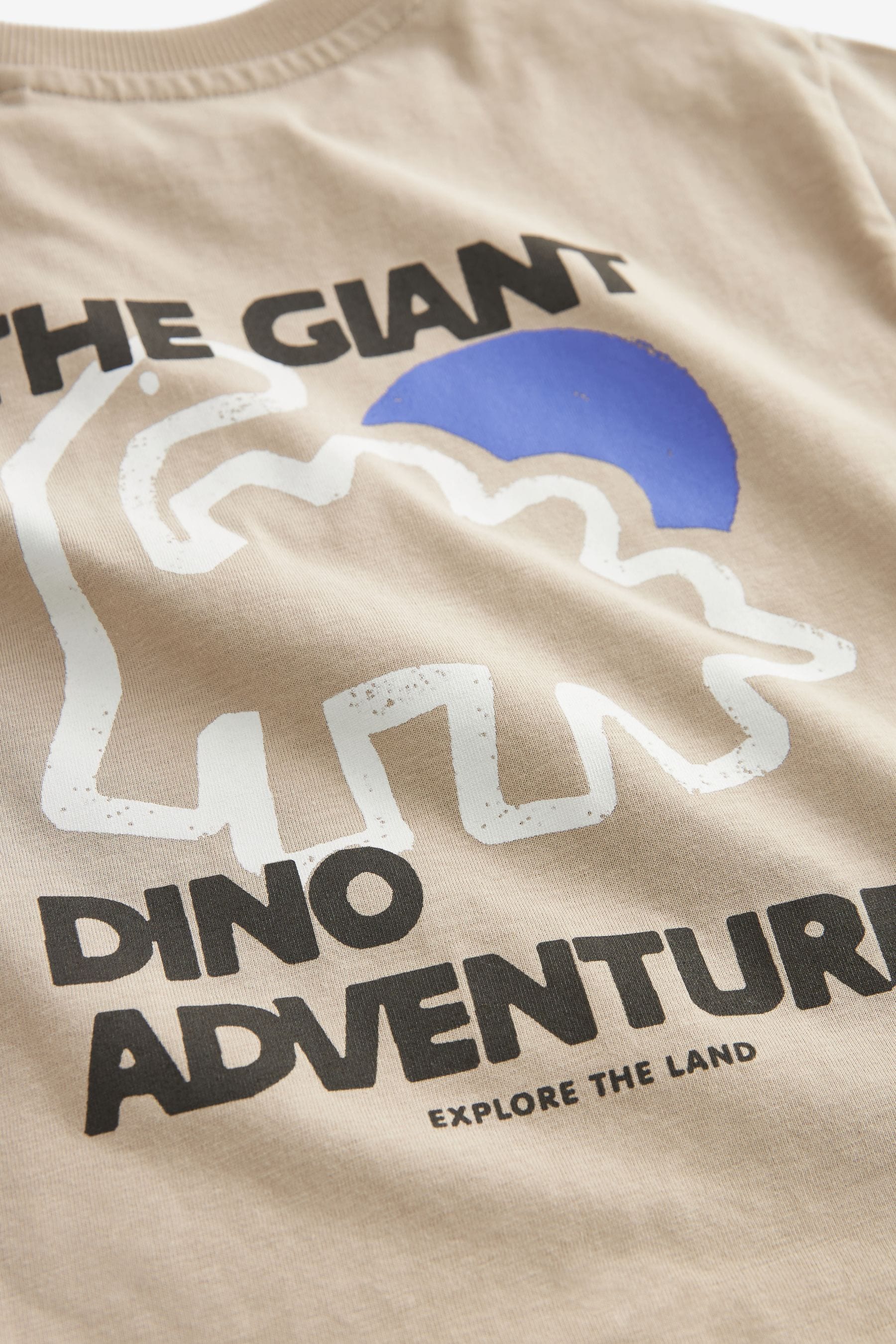 Neutral Dinosaur Back Print Short Sleeve T-Shirt (3mths-7yrs)