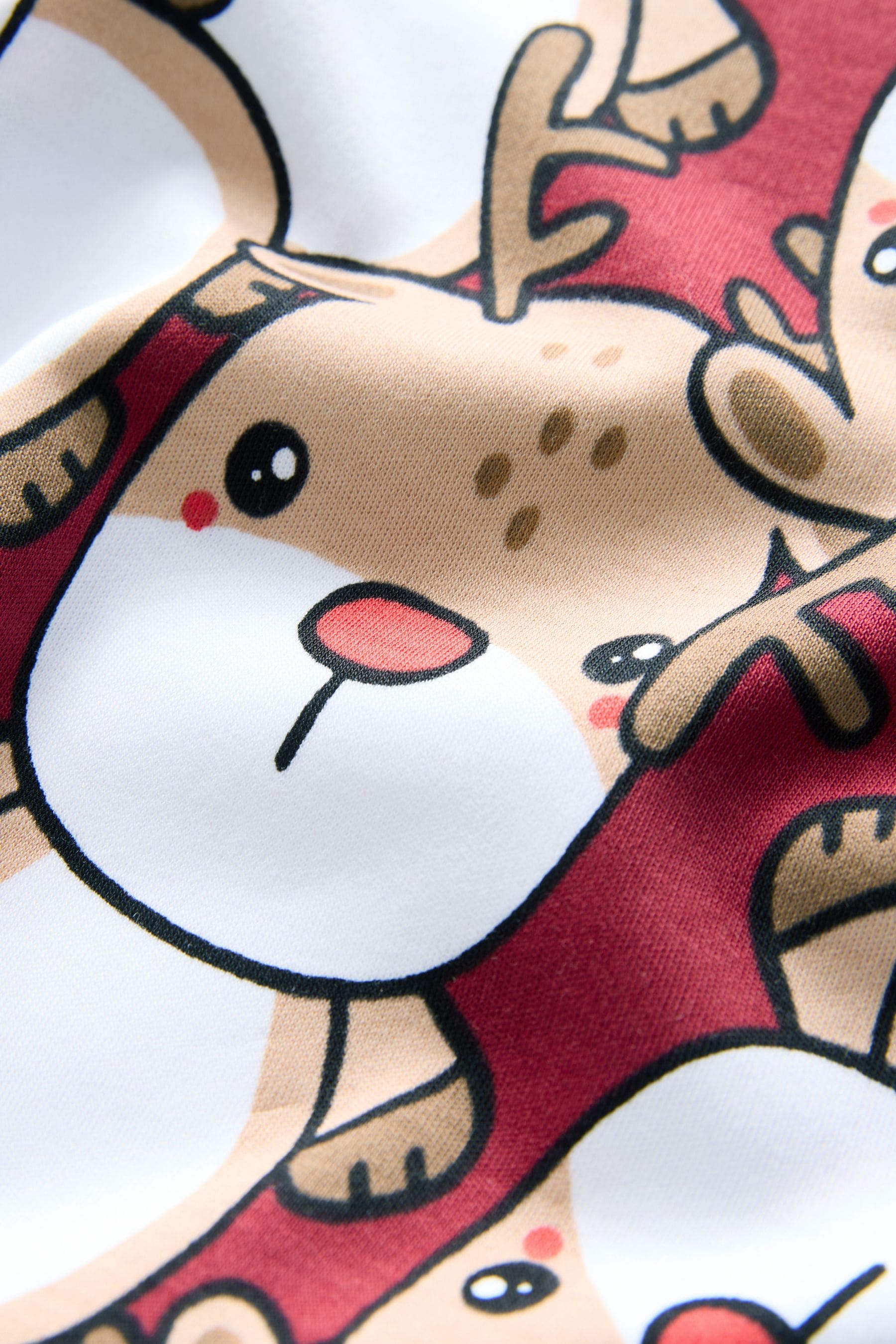 Red Reindeer 100% Cotton Single Christmas Pyjamas (9mths-12yrs)