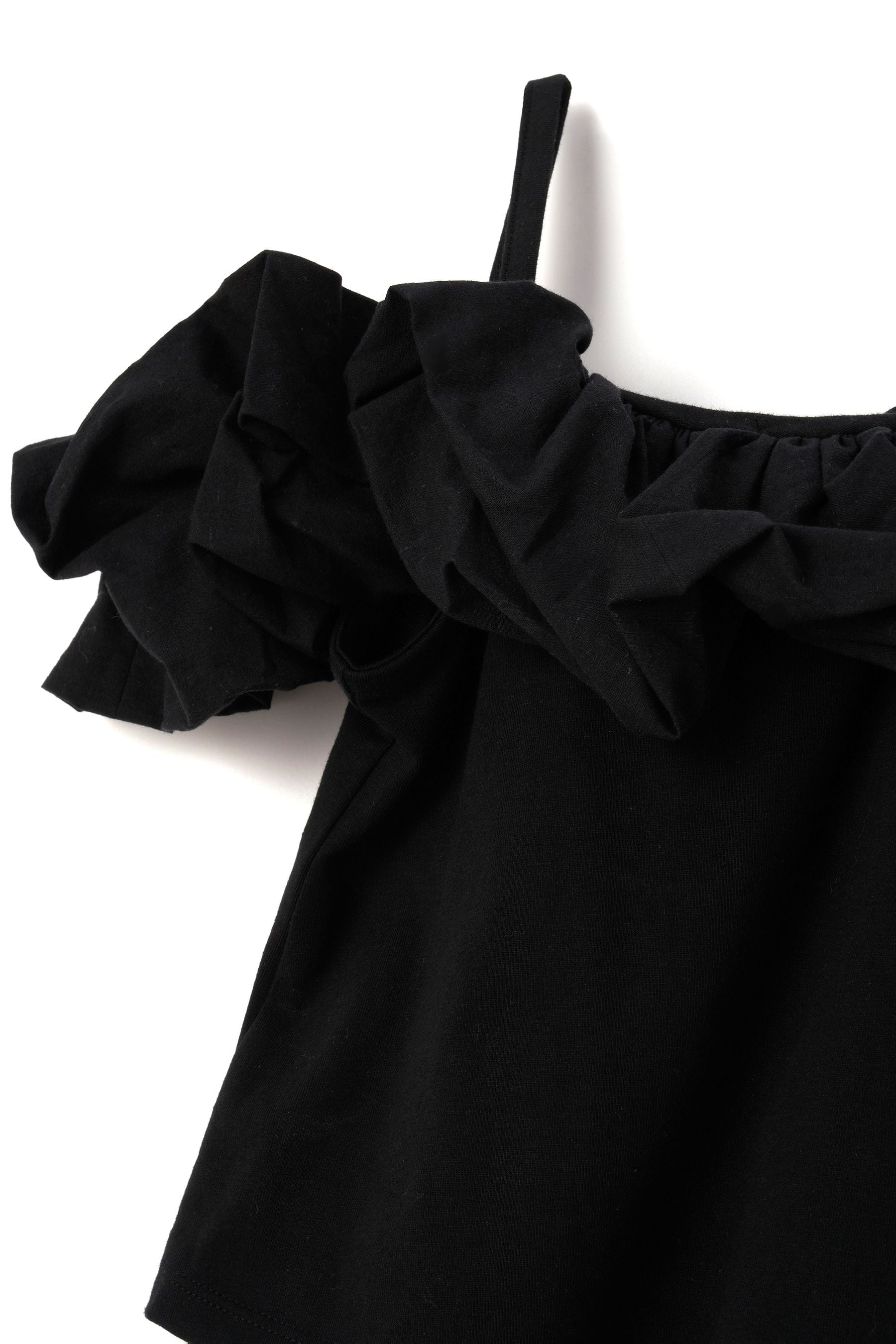 Black Angel & Rocket Ruffle Carrie Jersey Top