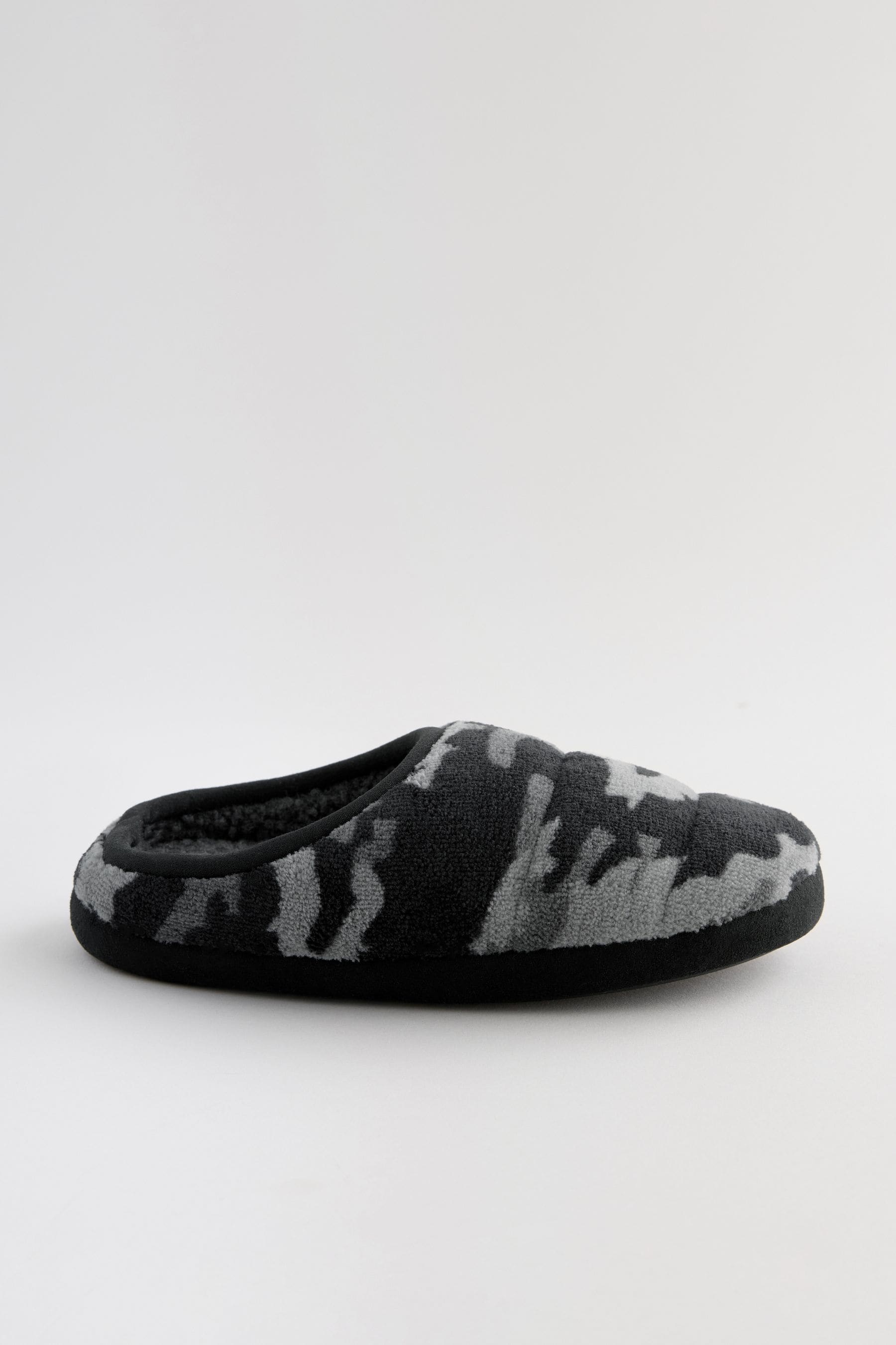 Grey Camo Warm Lined Mule Slippers