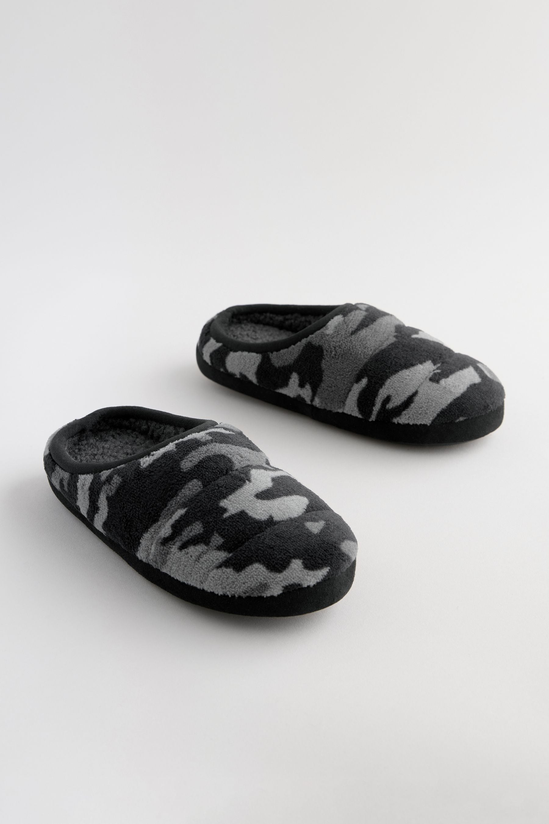 Grey Camo Warm Lined Mule Slippers