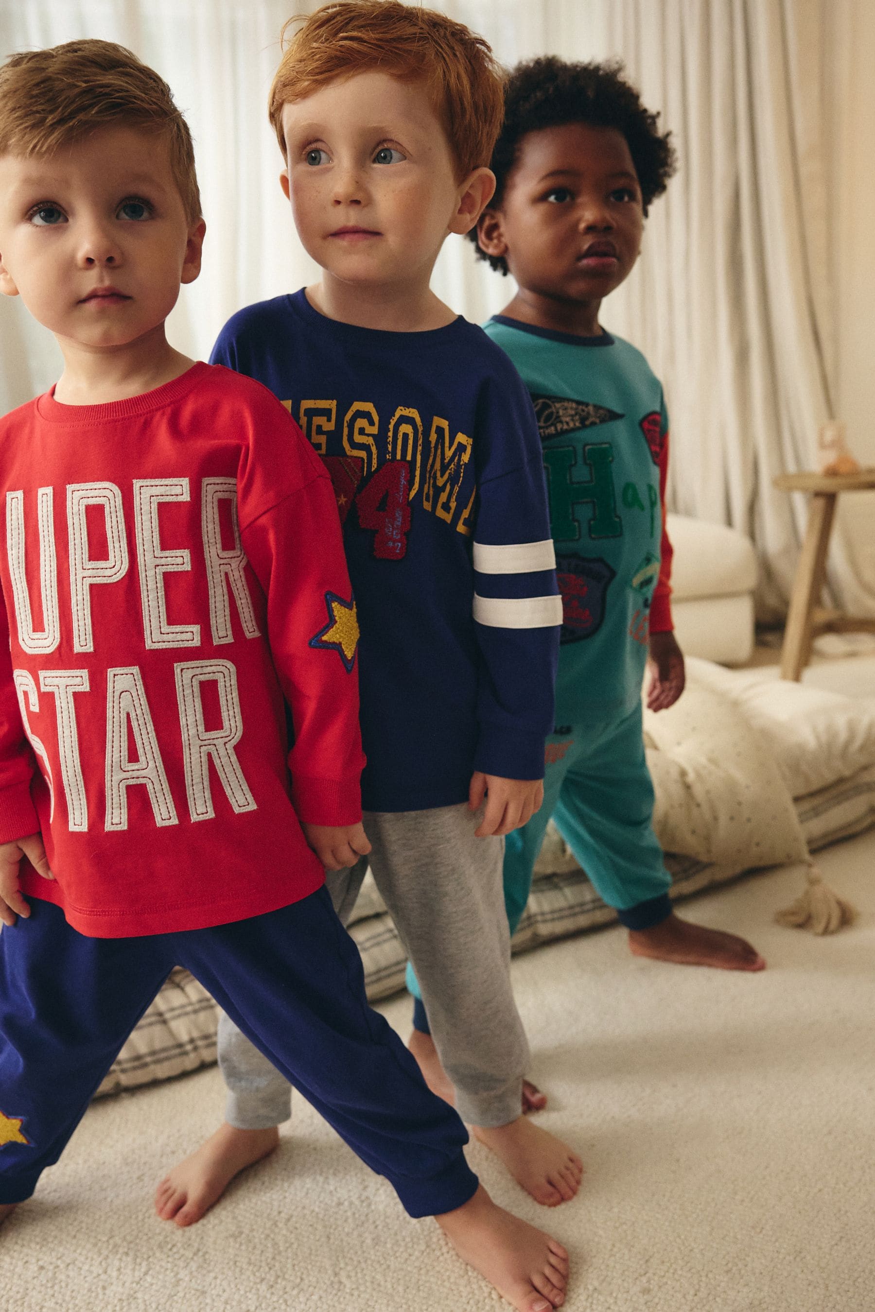 Multi Bright Varsity 3 Pack Oversized 100% Cotton Pyjamas (9mths-10yrs)