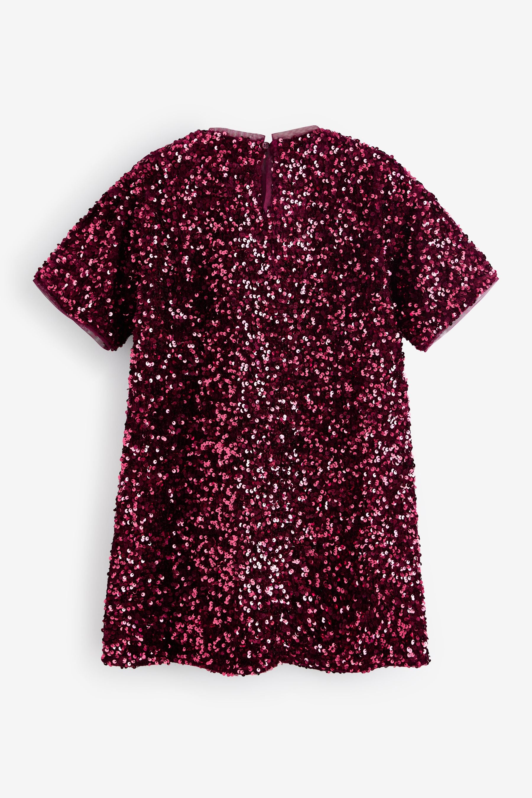 Berry Red Velour Sequin Party Dress (3-16yrs)