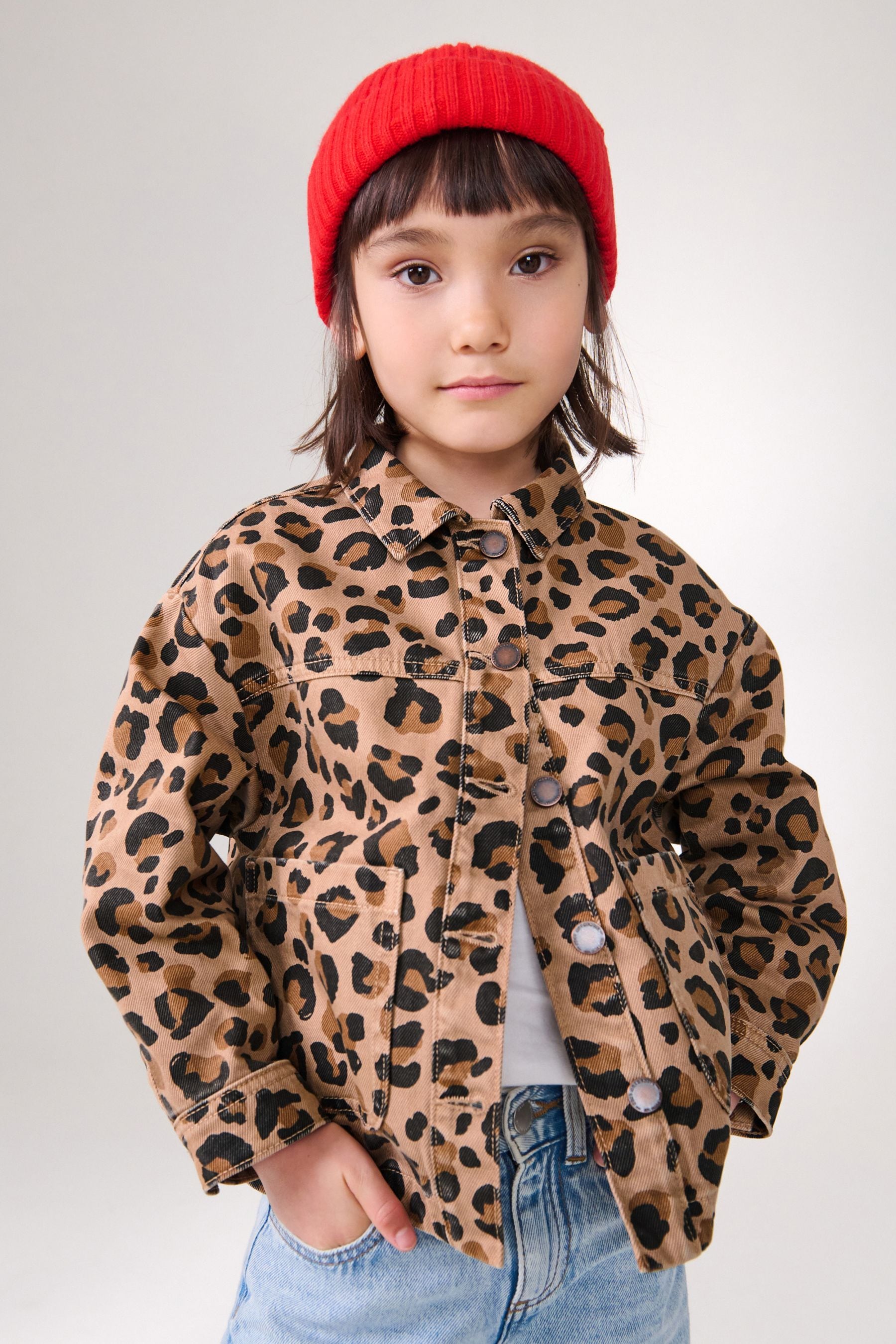 Animal Print 100% Cotton Denim Shacket (3-16yrs)