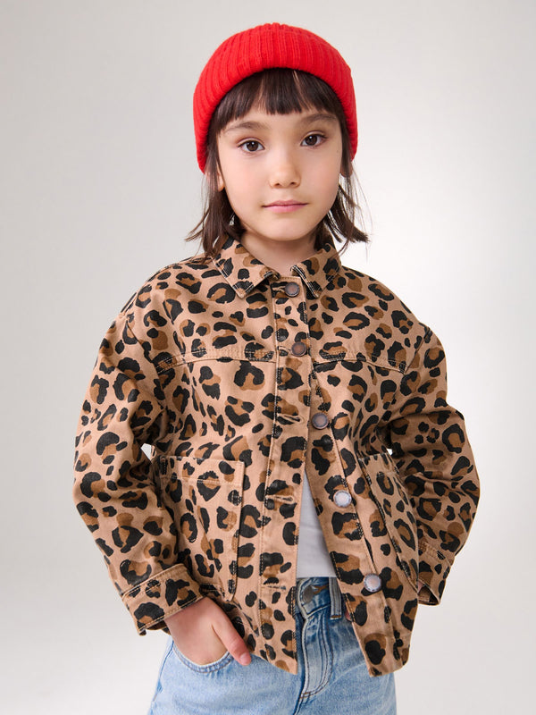 Animal Print 100% Cotton Denim Shacket (3-16yrs)