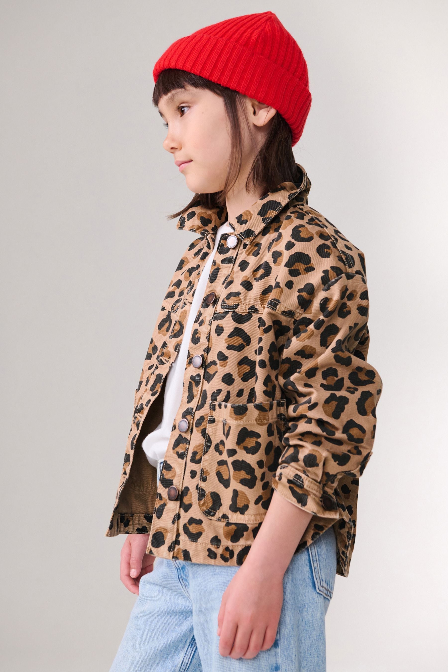 Animal Print 100% Cotton Denim Shacket (3-16yrs)