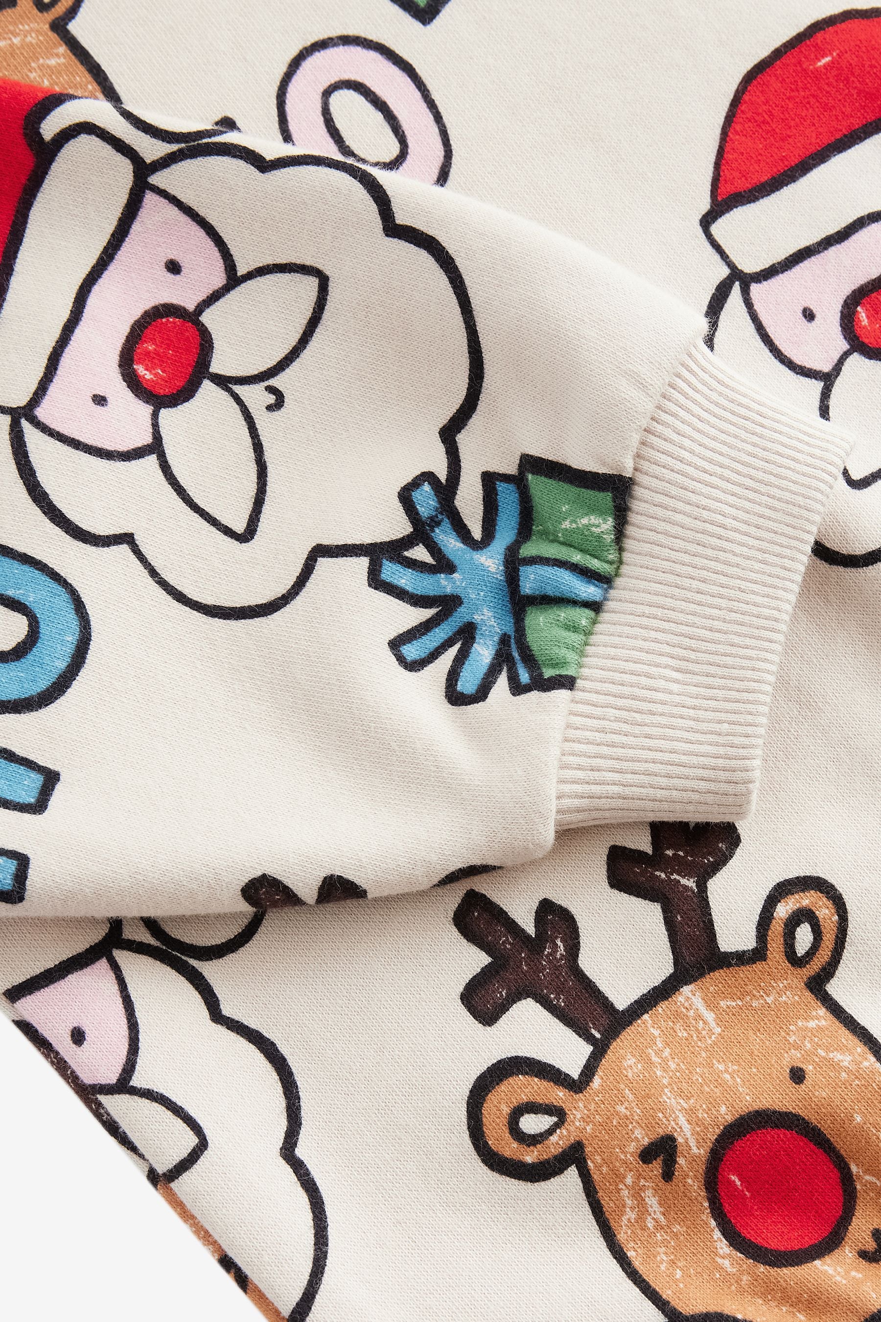 Ecru Cream All Over Print Christmas Sweatshirt And Leggings Set (3mths-7yrs)