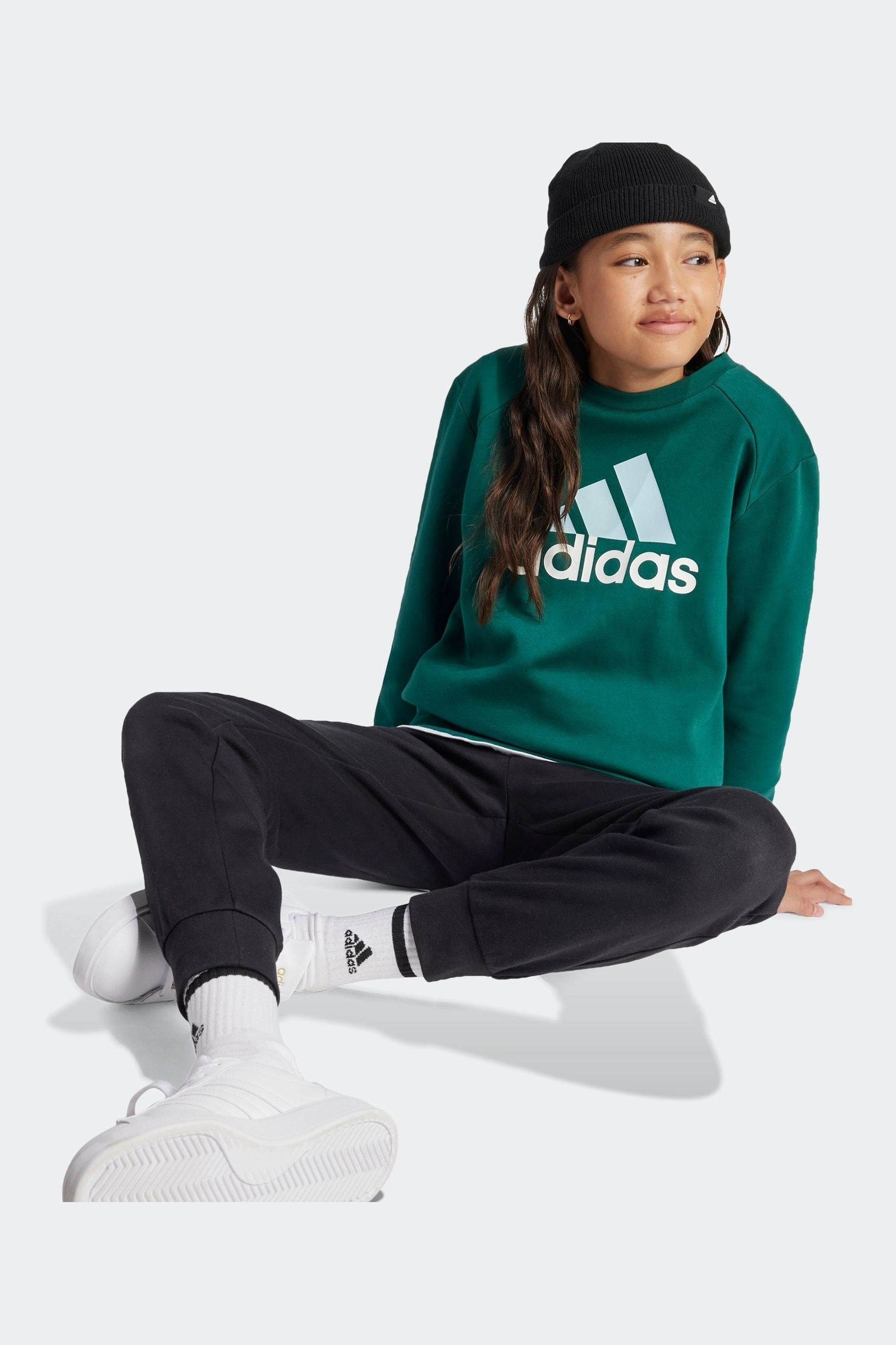 adidas Green Kids Sportswear Essentials Big Logo Fleece Jogger Set