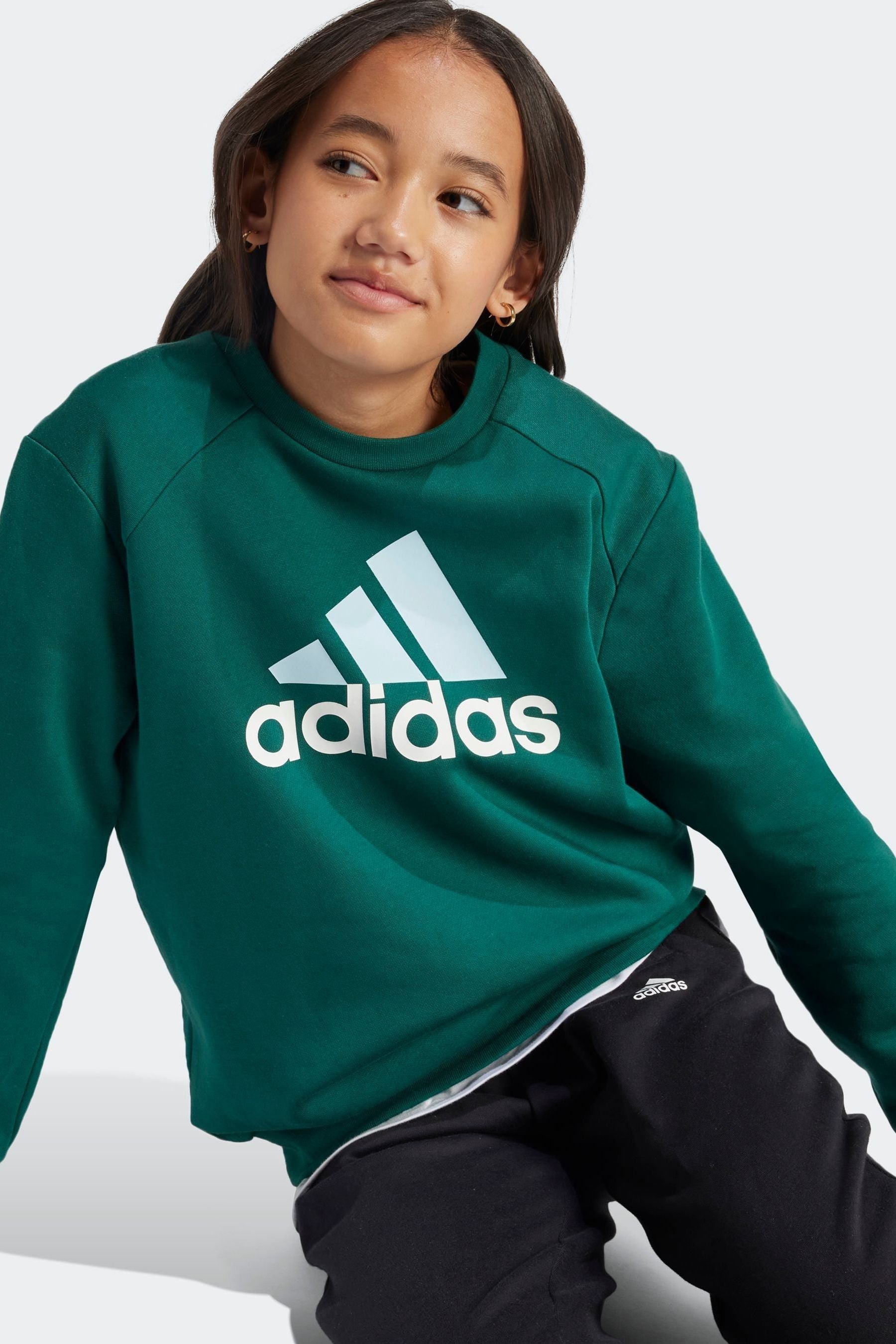 adidas Green Kids Sportswear Essentials Big Logo Fleece Jogger Set