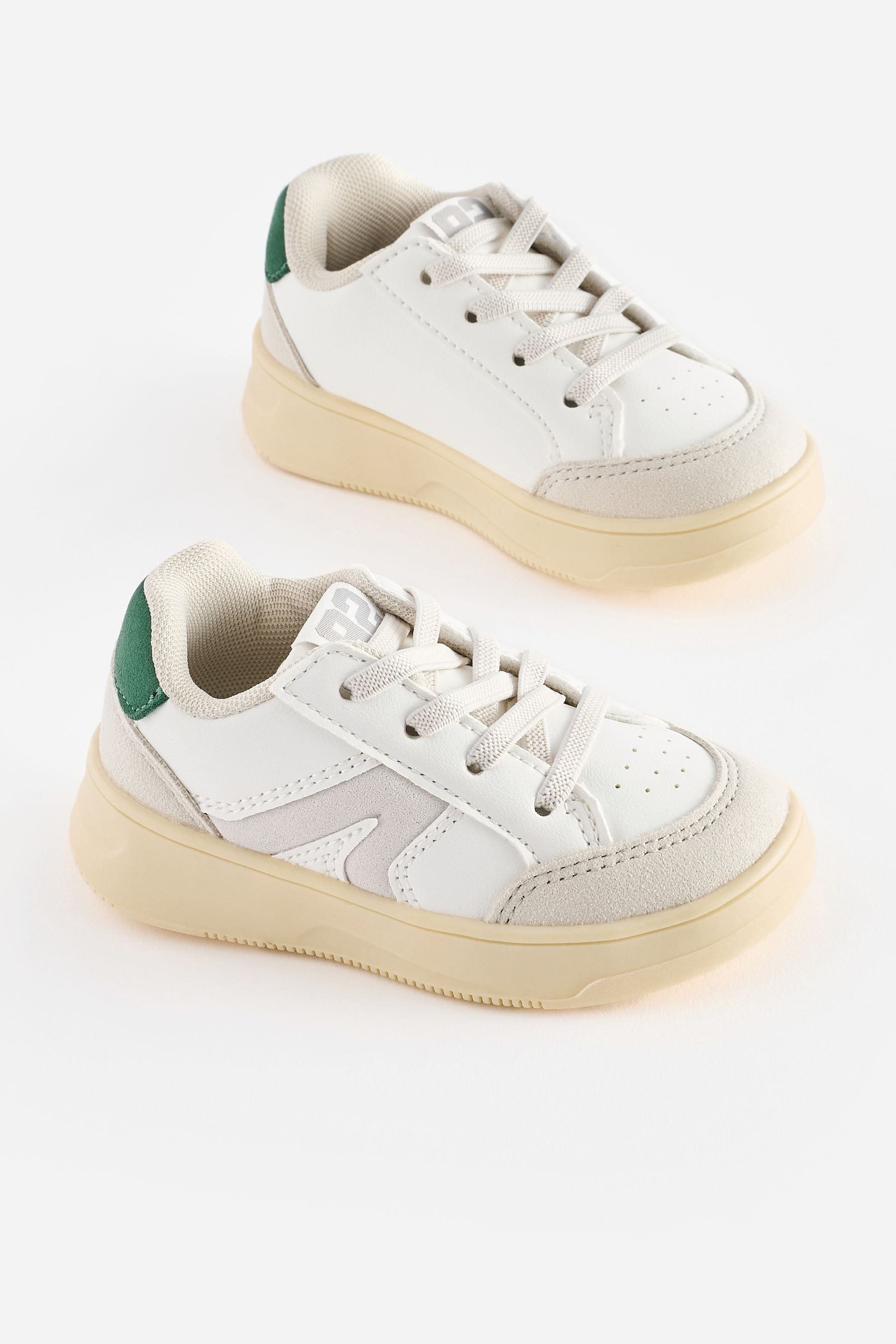 Off White Wide Fit (G) Elastic Lace Trainers