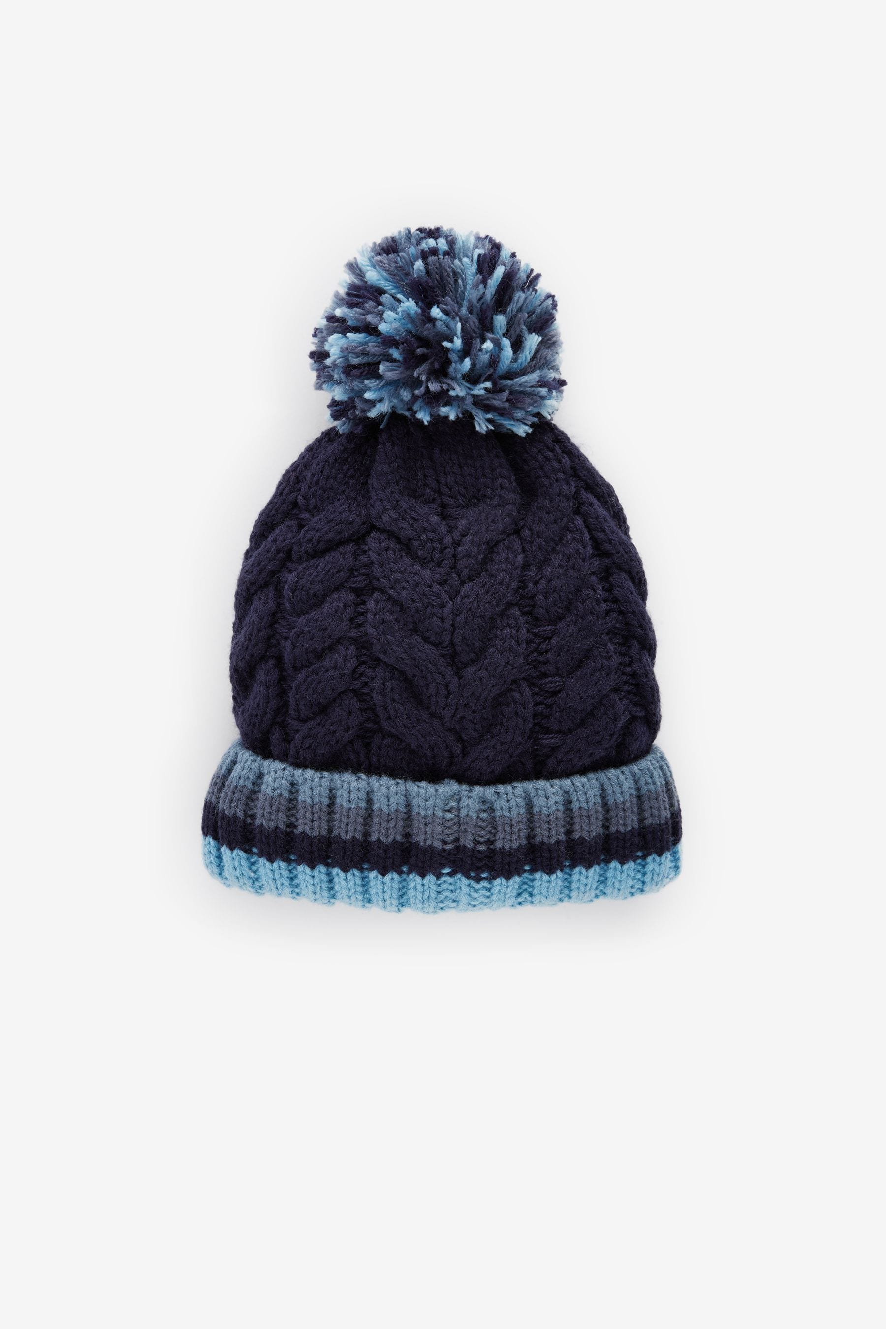 Navy Blue Stripe Pom Hat (3mths-16yrs)