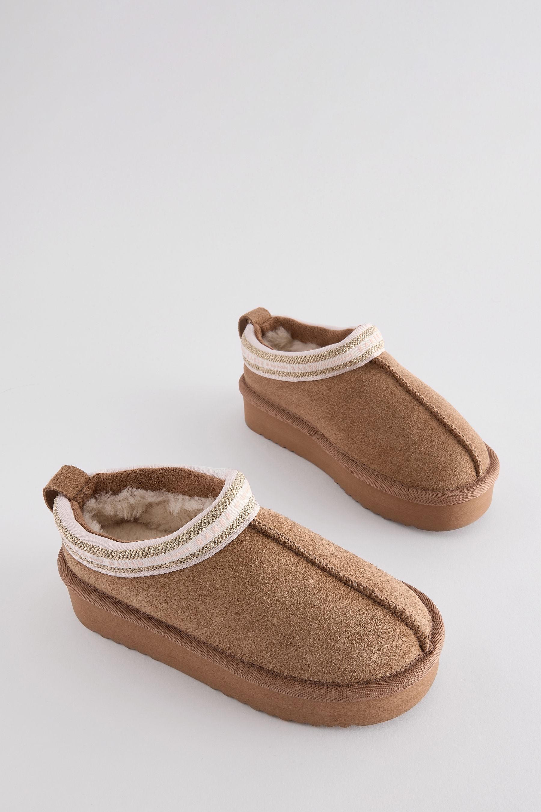 Baker by Ted Baker Girls Cosy Tan Brown Mule Slippers