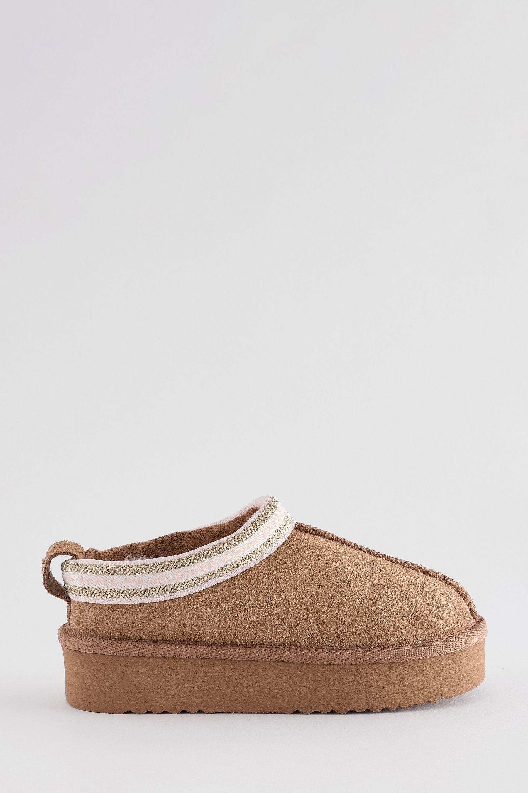 Baker by Ted Baker Girls Cosy Tan Brown Mule Slippers