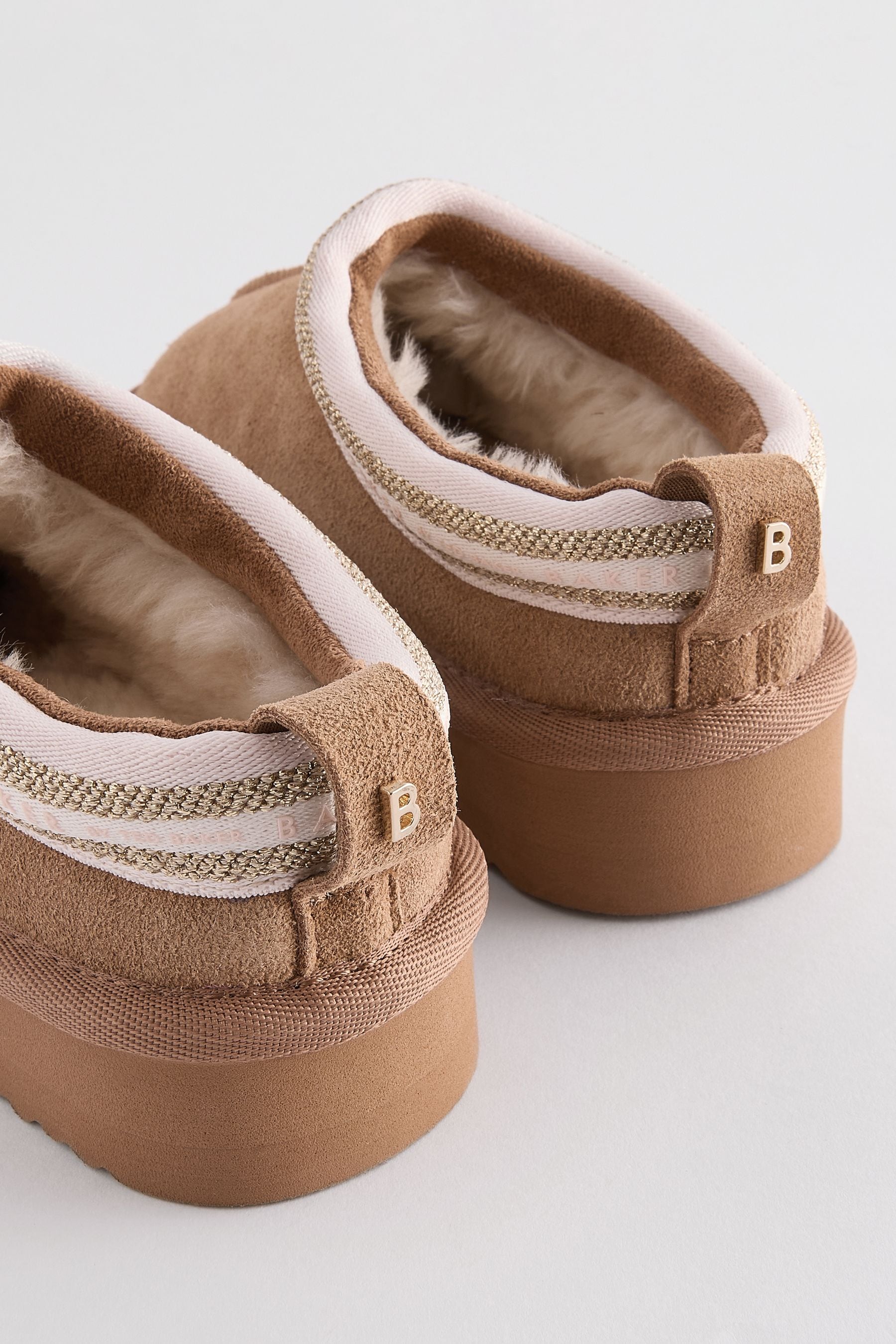 Baker by Ted Baker Girls Cosy Tan Brown Mule Slippers