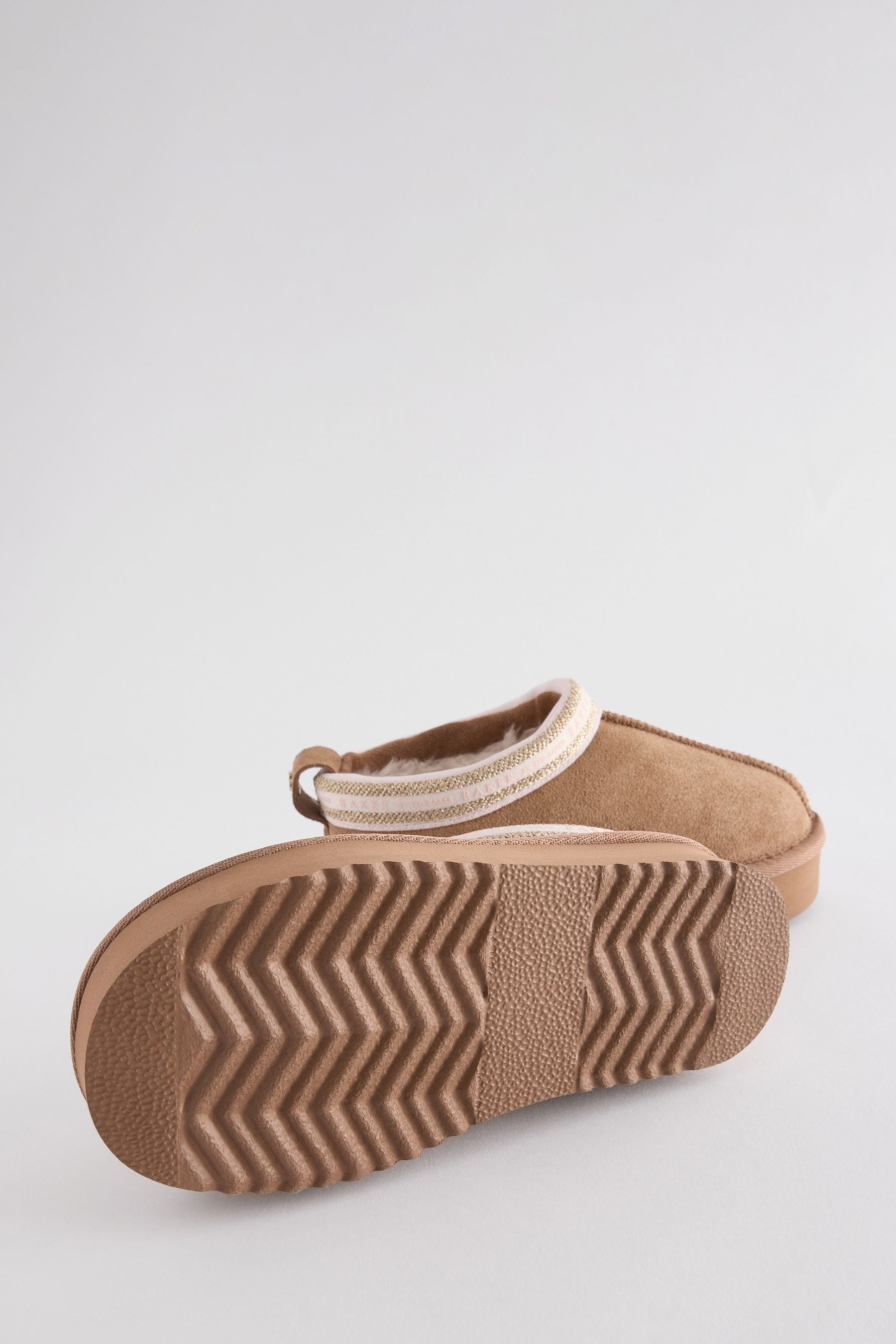 Baker by Ted Baker Girls Cosy Tan Brown Mule Slippers