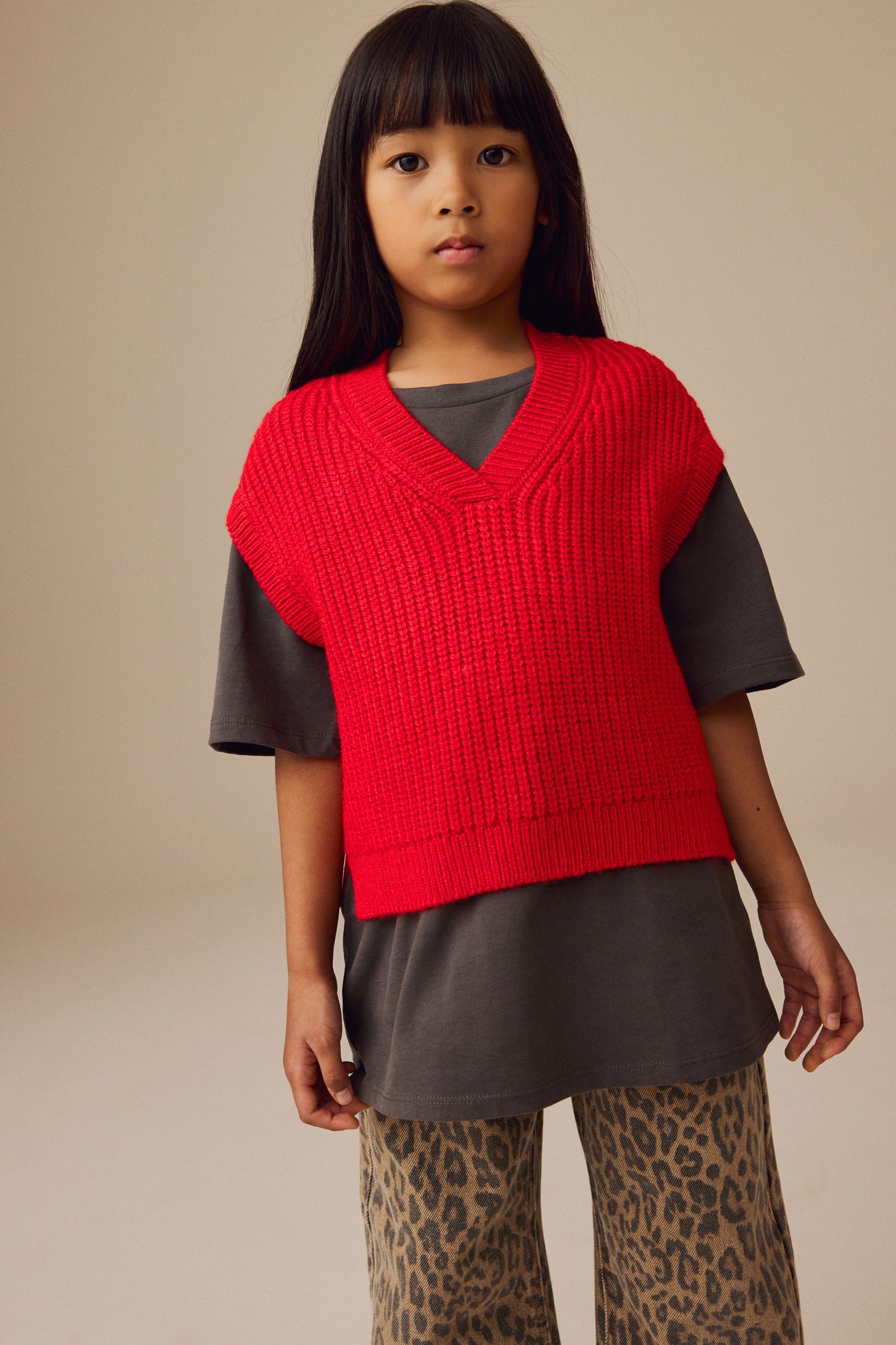 Red Knitted Tank (3-16yrs)