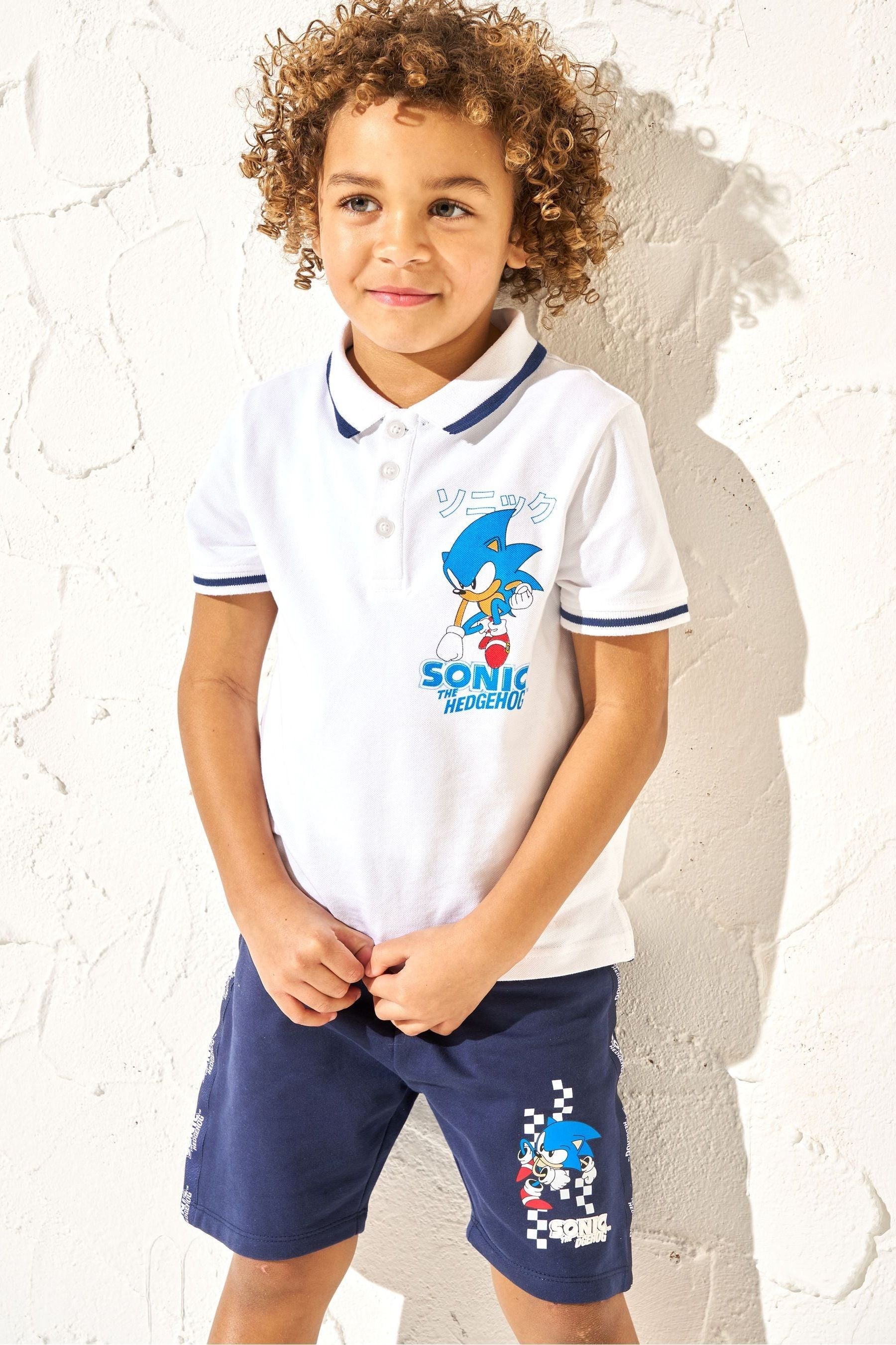 White Angel & Rocket Sonic Sporty Polo Shirt