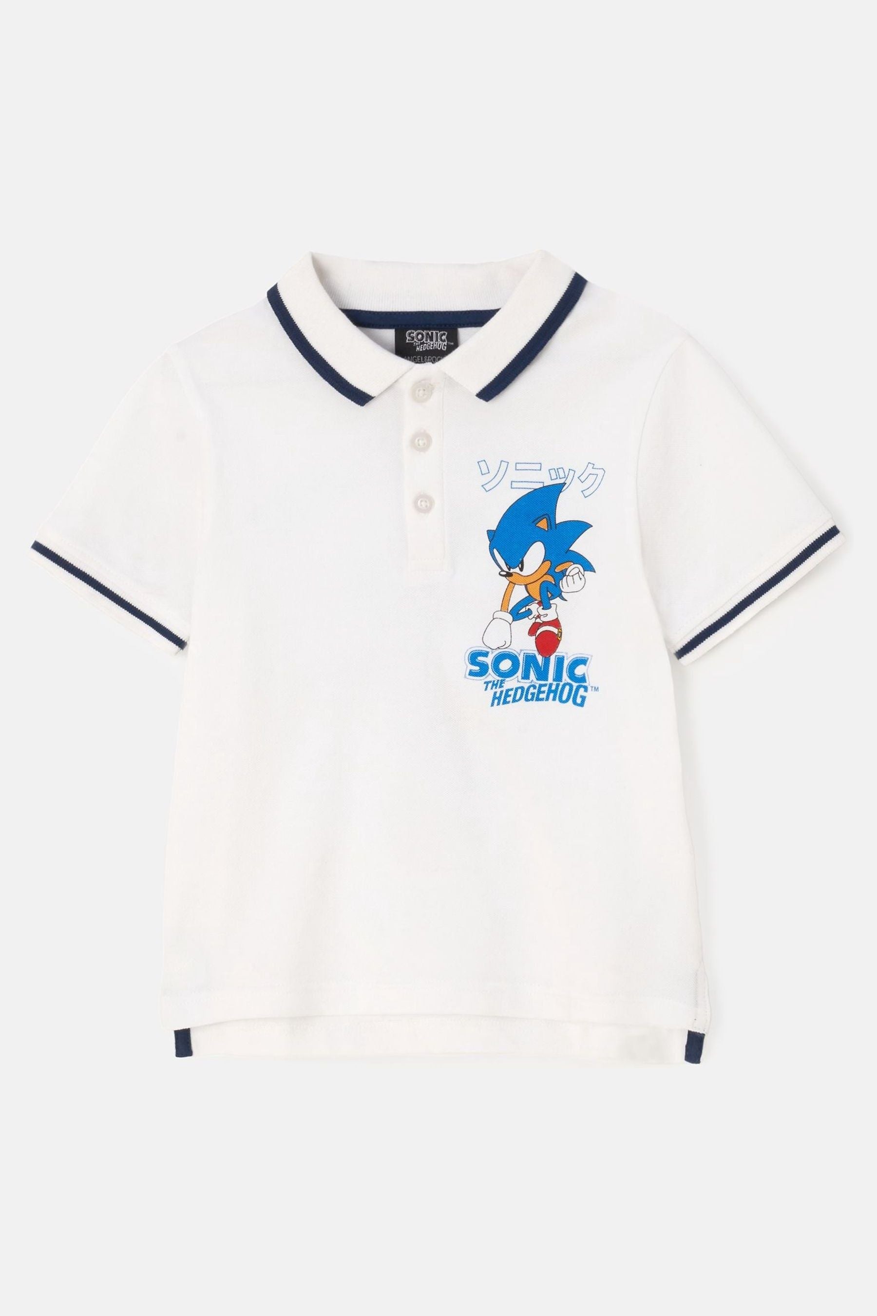 White Angel & Rocket Sonic Sporty Polo Shirt