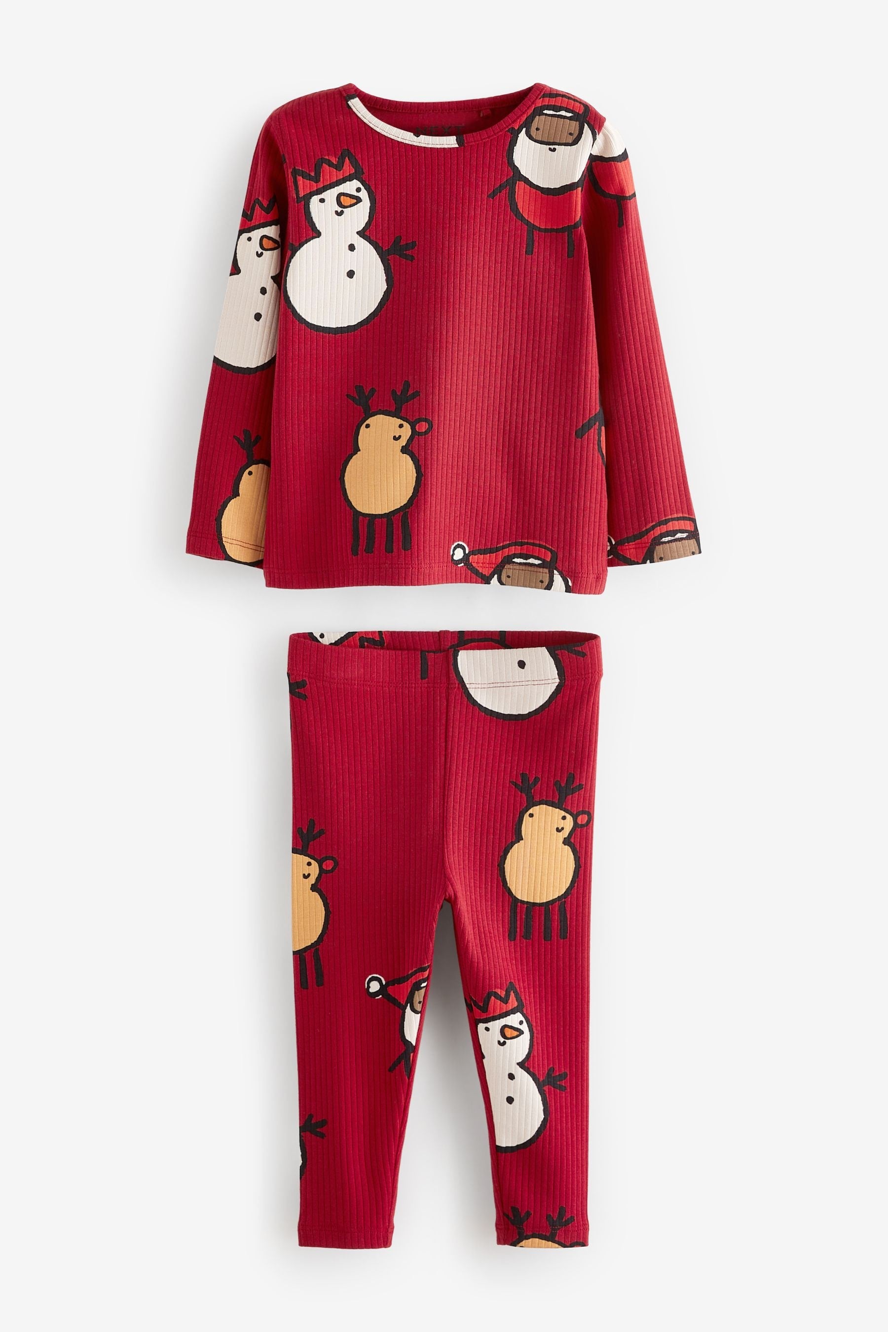 Red Santa Rib Long Sleeve Top and Leggings Set (3mths-7yrs)