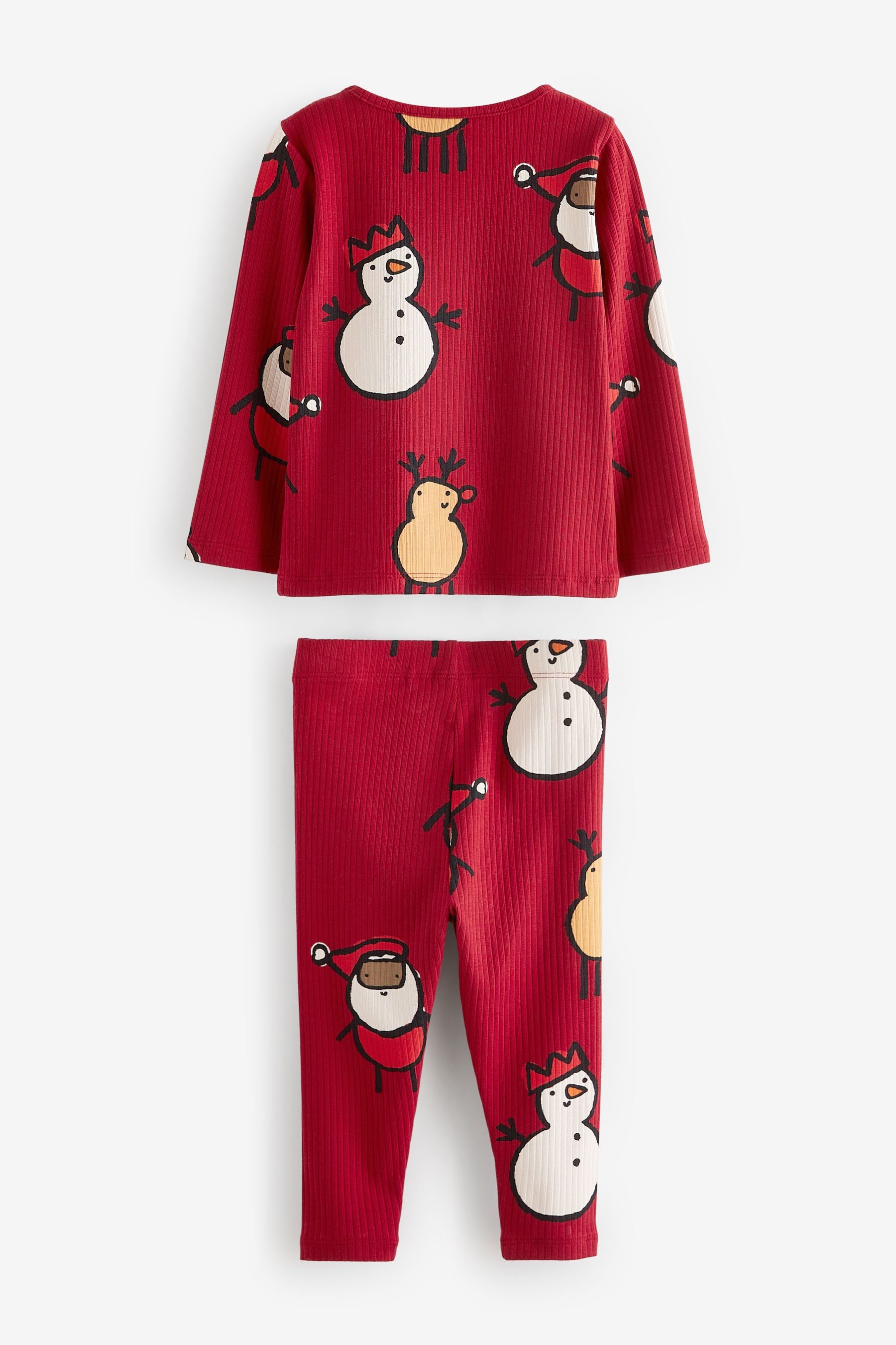 Red Santa Rib Long Sleeve Top and Leggings Set (3mths-7yrs)