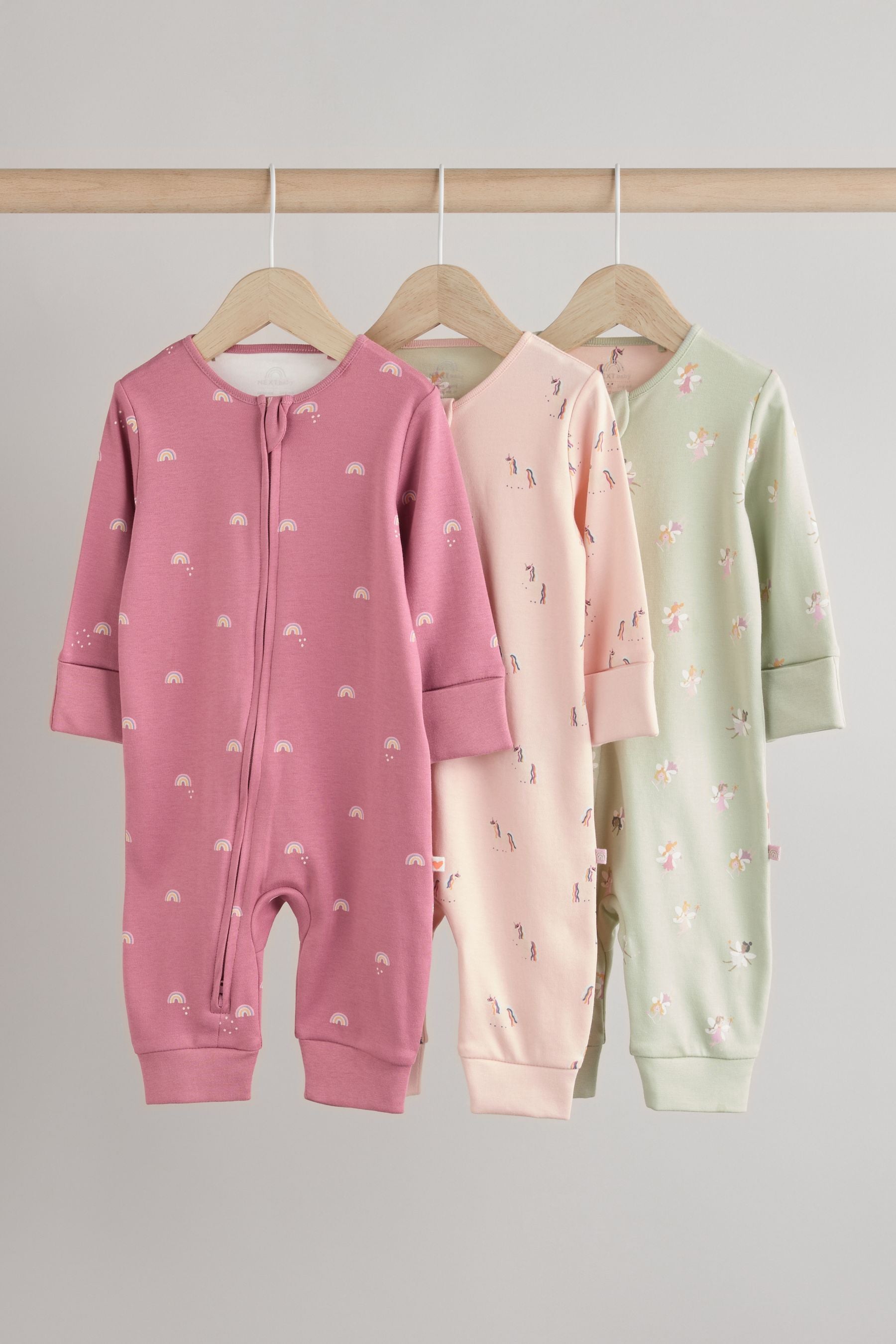 Pastel Character Baby Printed 100% Cotton Sleepsuit 3 Pack (0mths-3yrs)