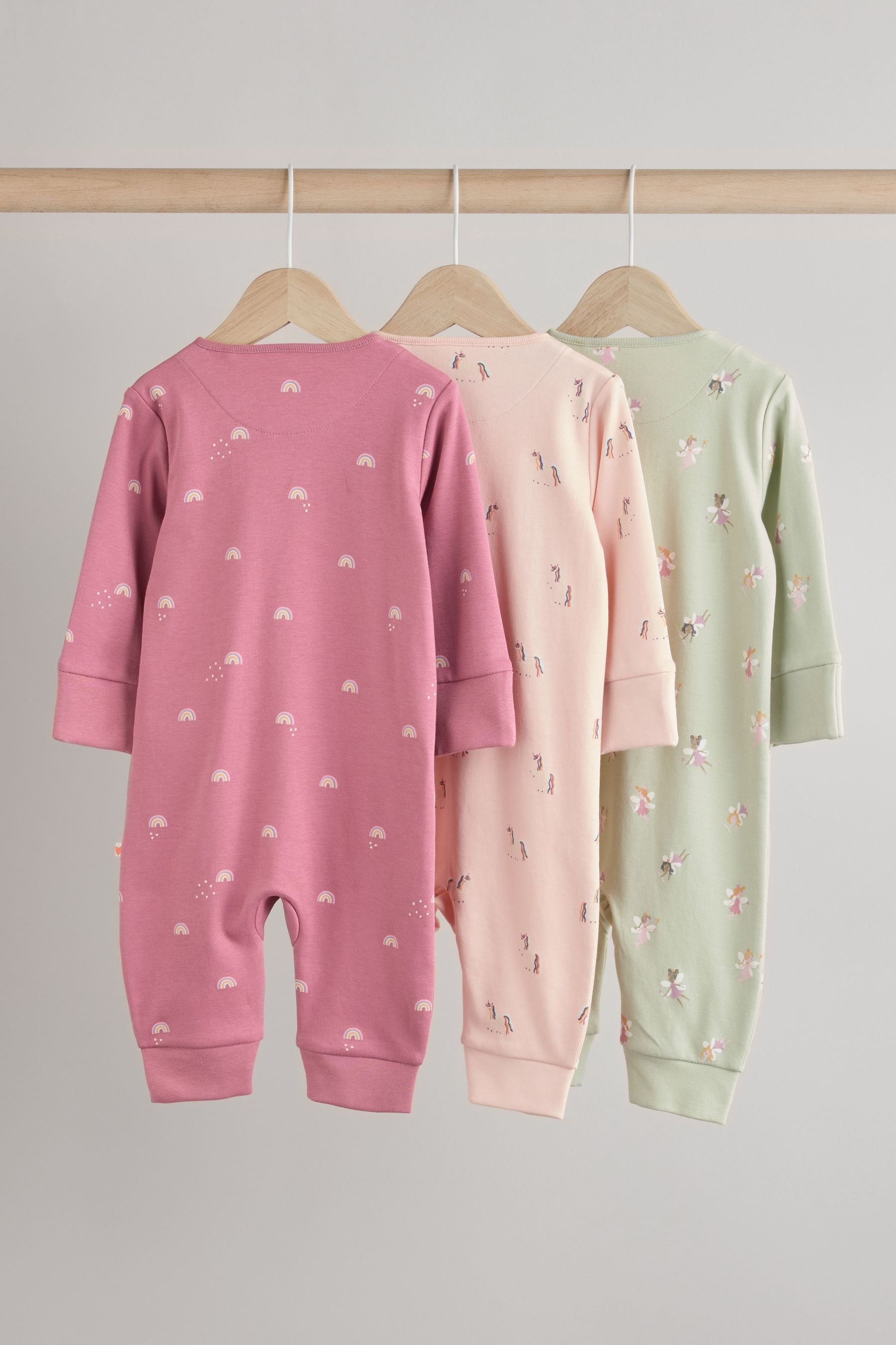 Pastel Character Baby Printed 100% Cotton Sleepsuit 3 Pack (0mths-3yrs)