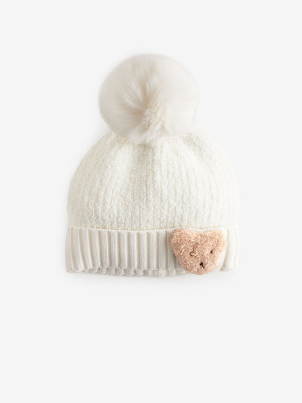 Cream Bear Pom Beanie Hat (3mths-6yrs)