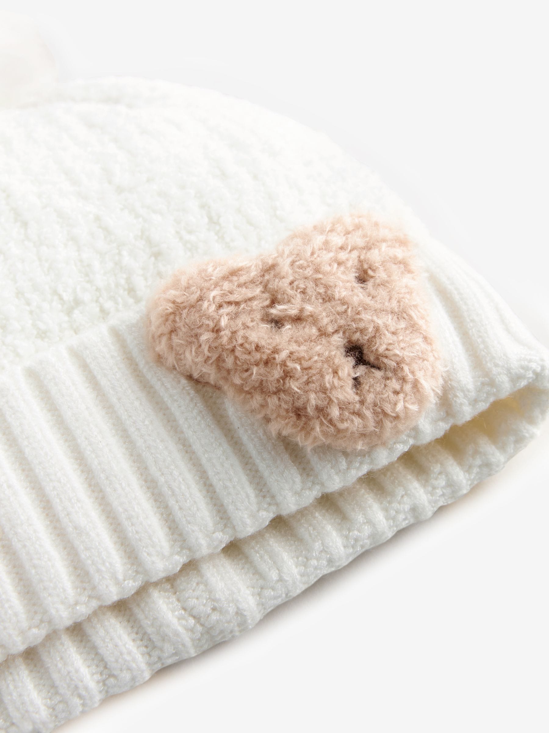 Cream Bear Pom Beanie Hat (3mths-6yrs)