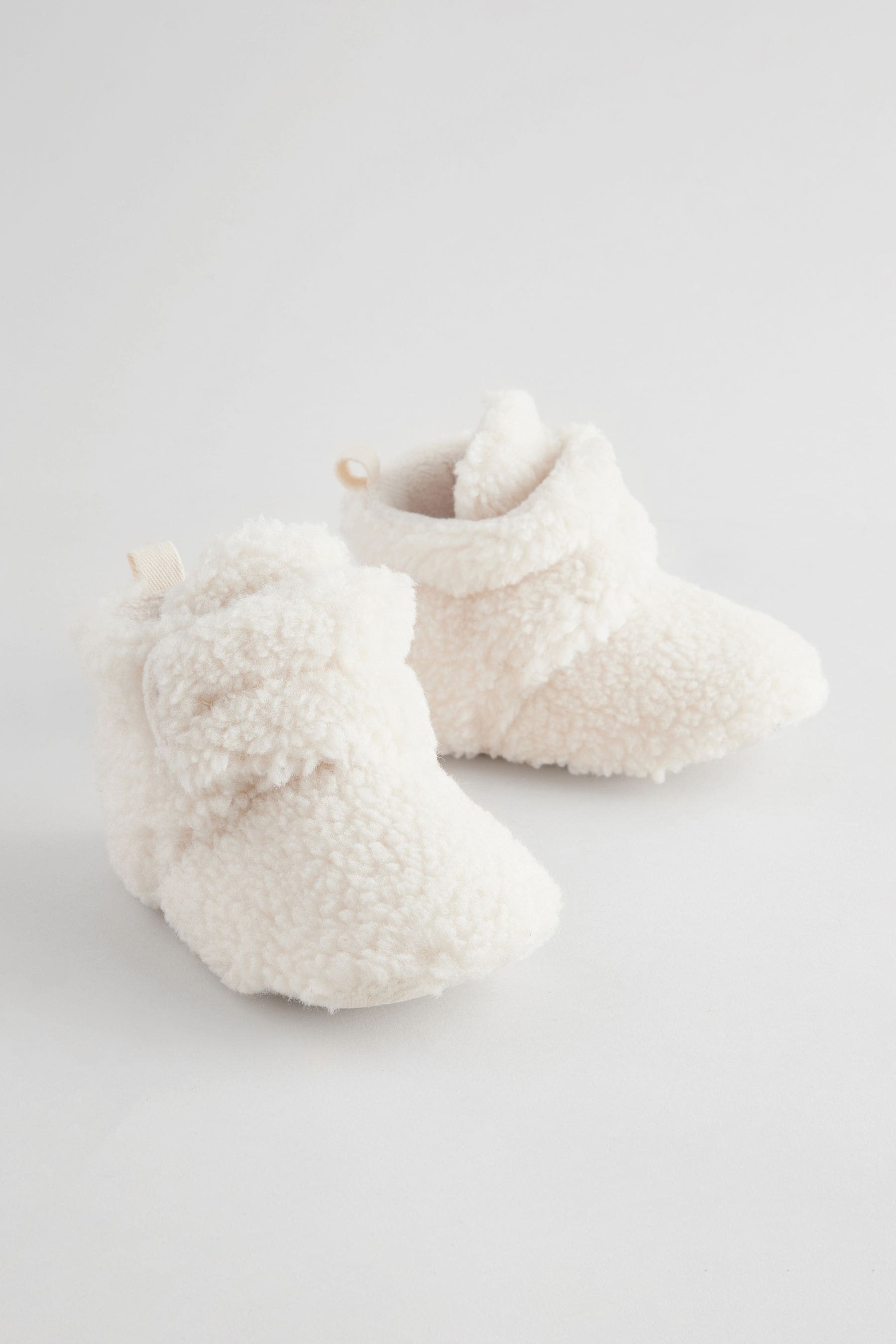 Cream Borg Cosy Wrap Baby Slipper Boots (0-2mths)