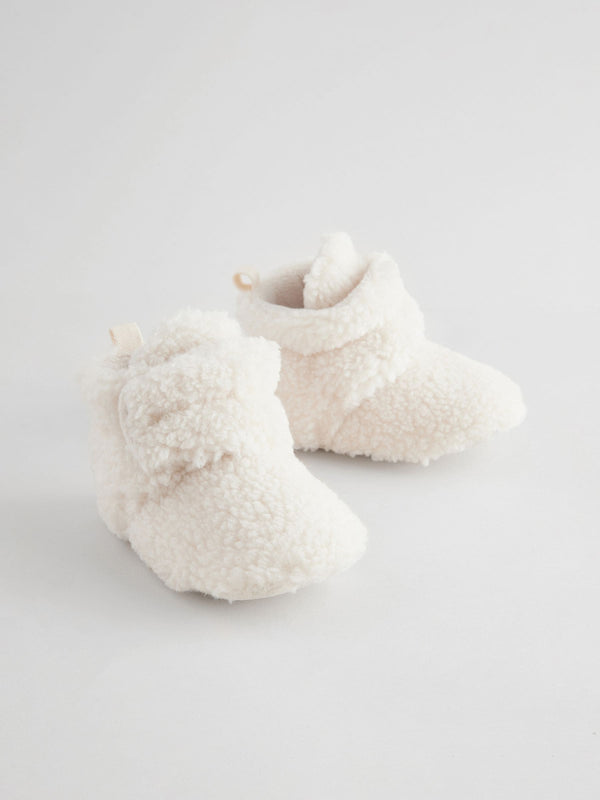 Cream Borg Cosy Wrap Baby Slipper Boots (0-2mths)