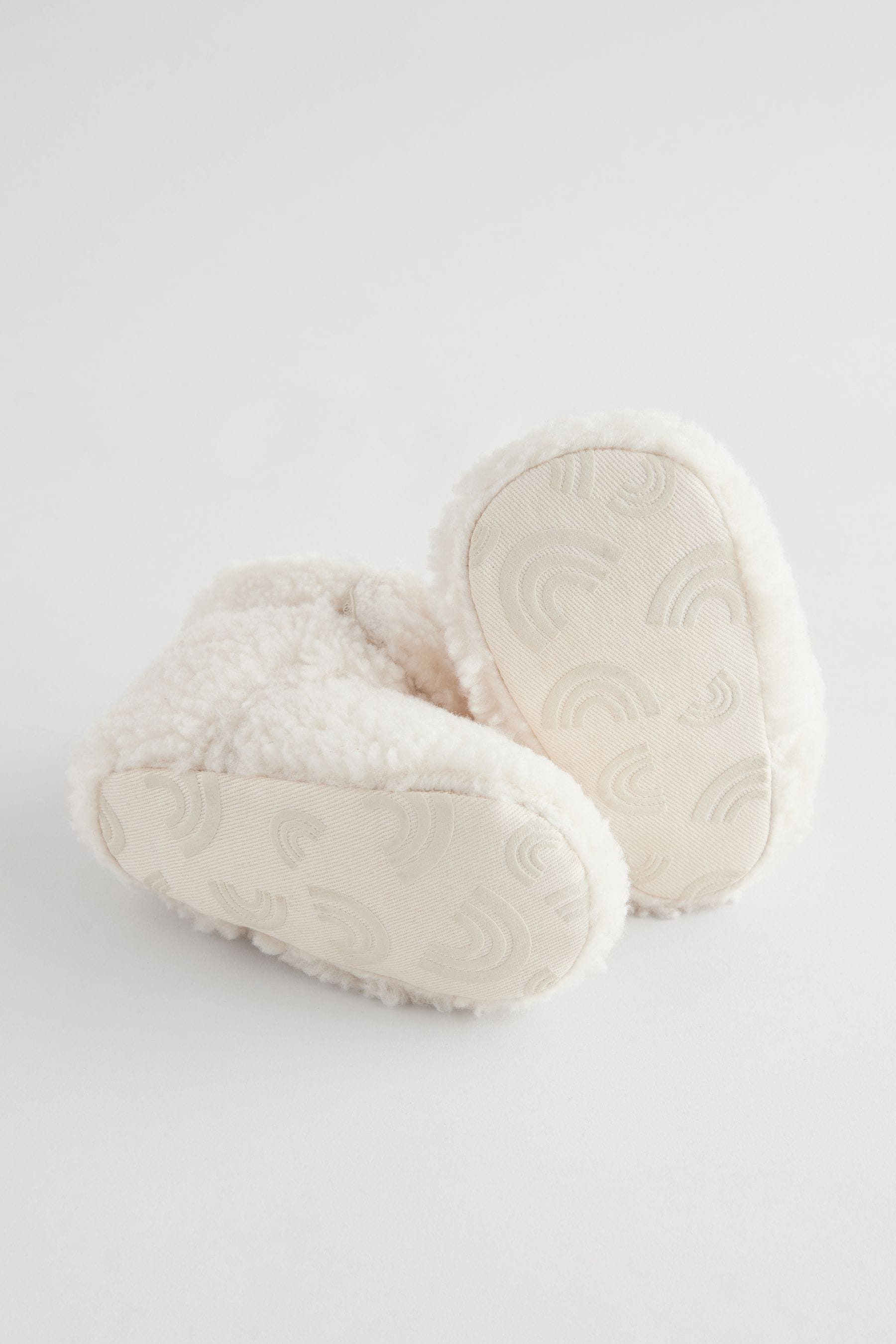 Cream Borg Cosy Wrap Baby Slipper Boots (0-2mths)