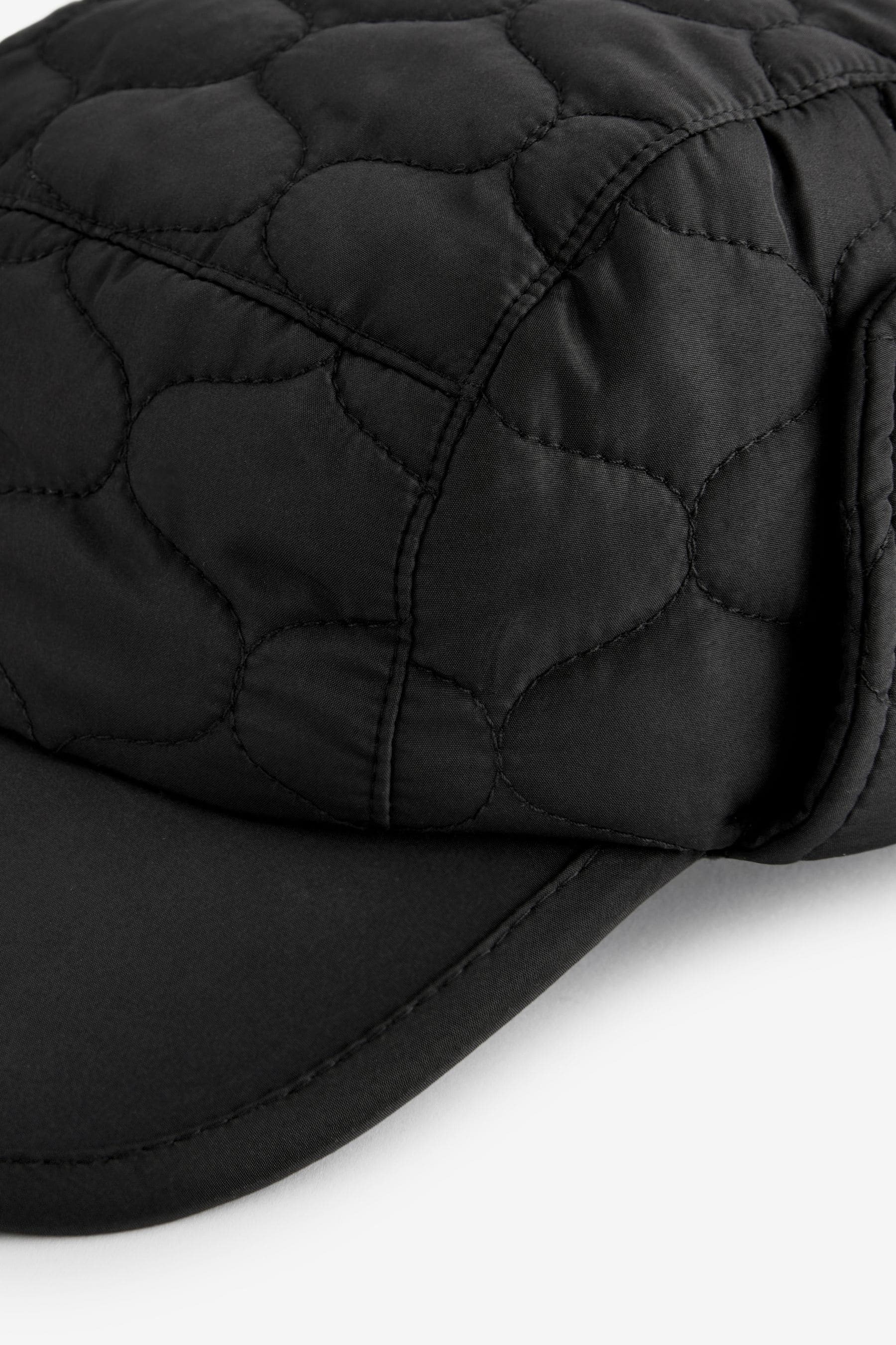 Black Quilted Trapper Style Cap (3-16yrs)