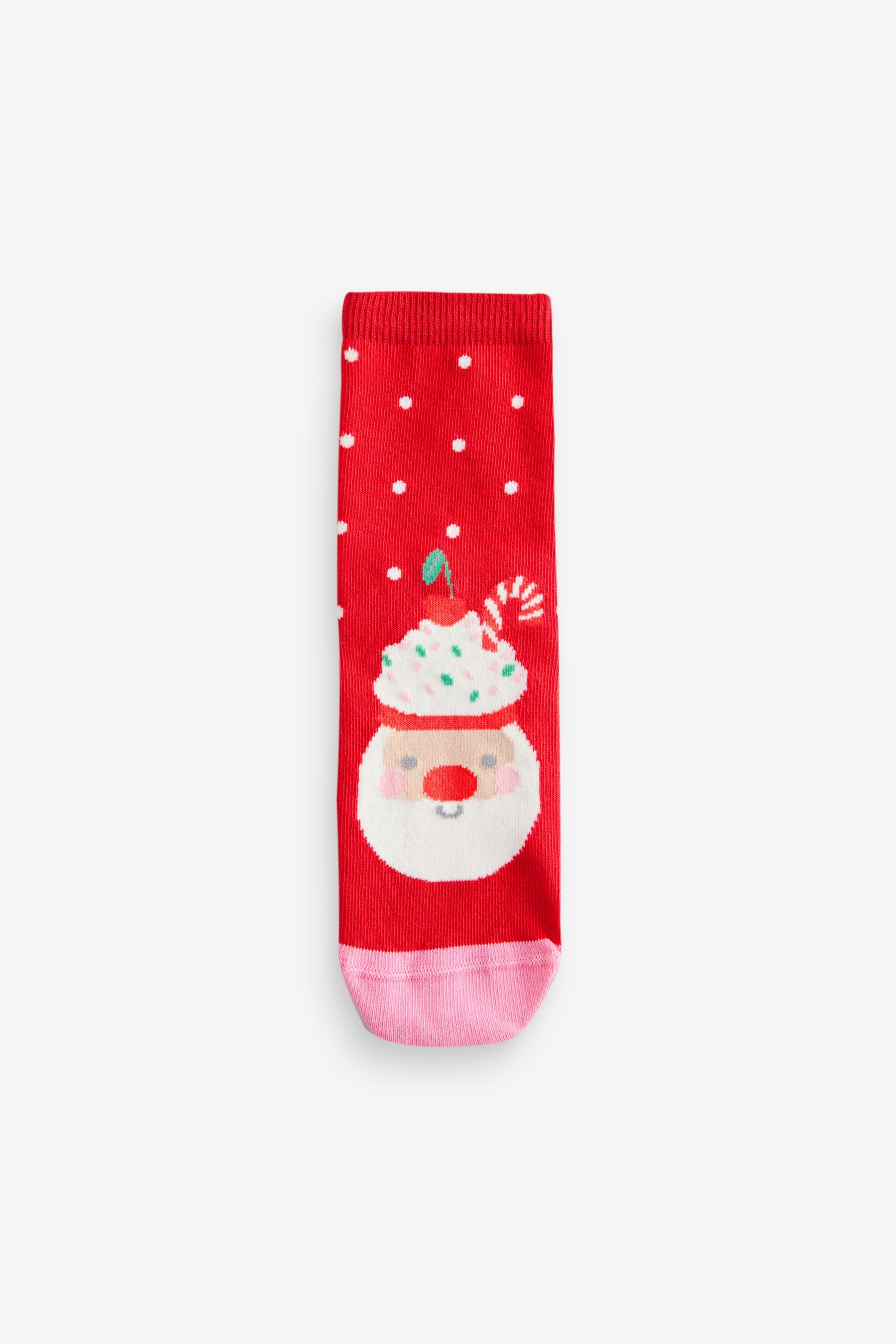 Pink/Red Cotton Rich Christmas Character Ankle Socks 3 Pack