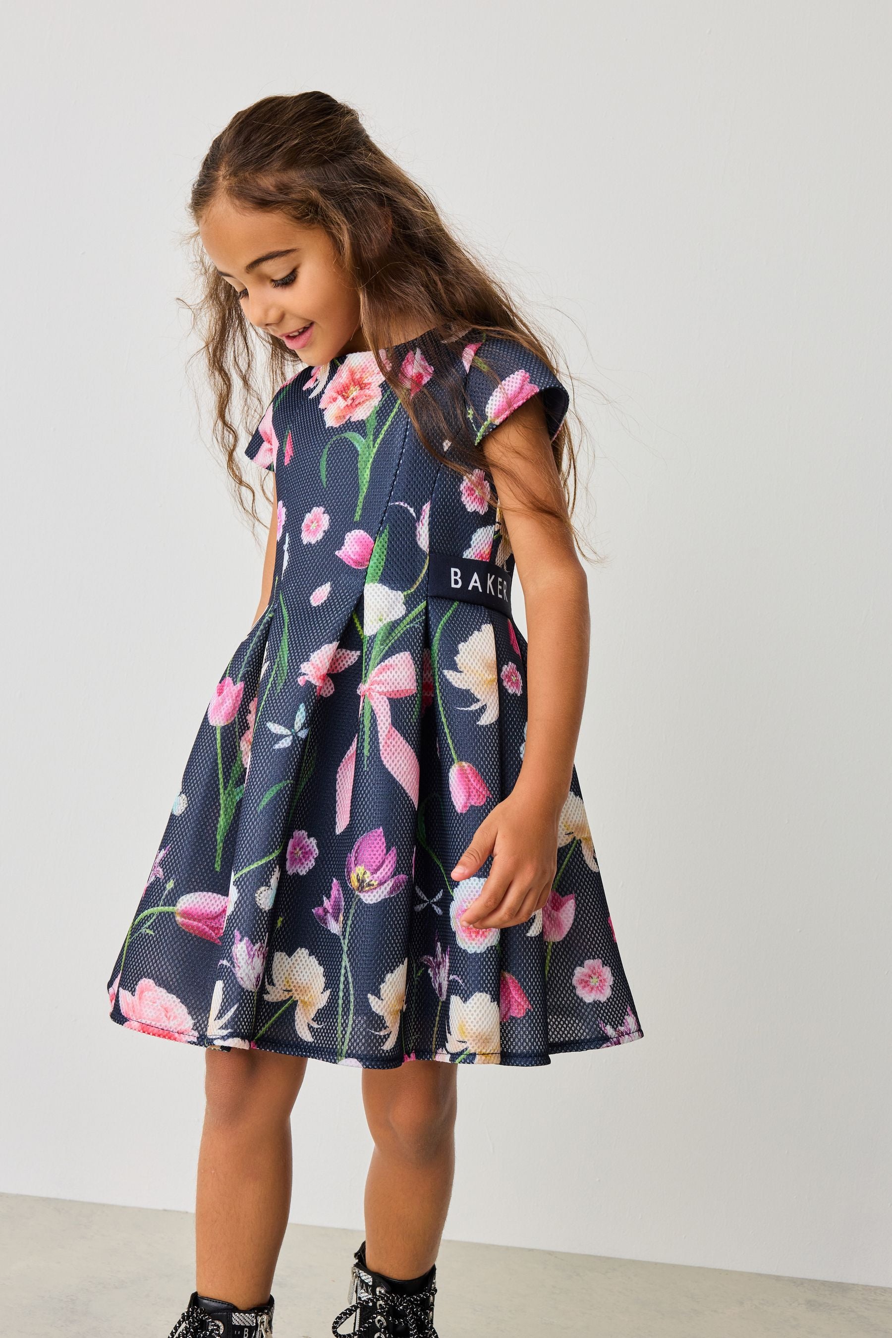 Baker by Ted Baker Navy Floral Airtex Scuba Dress