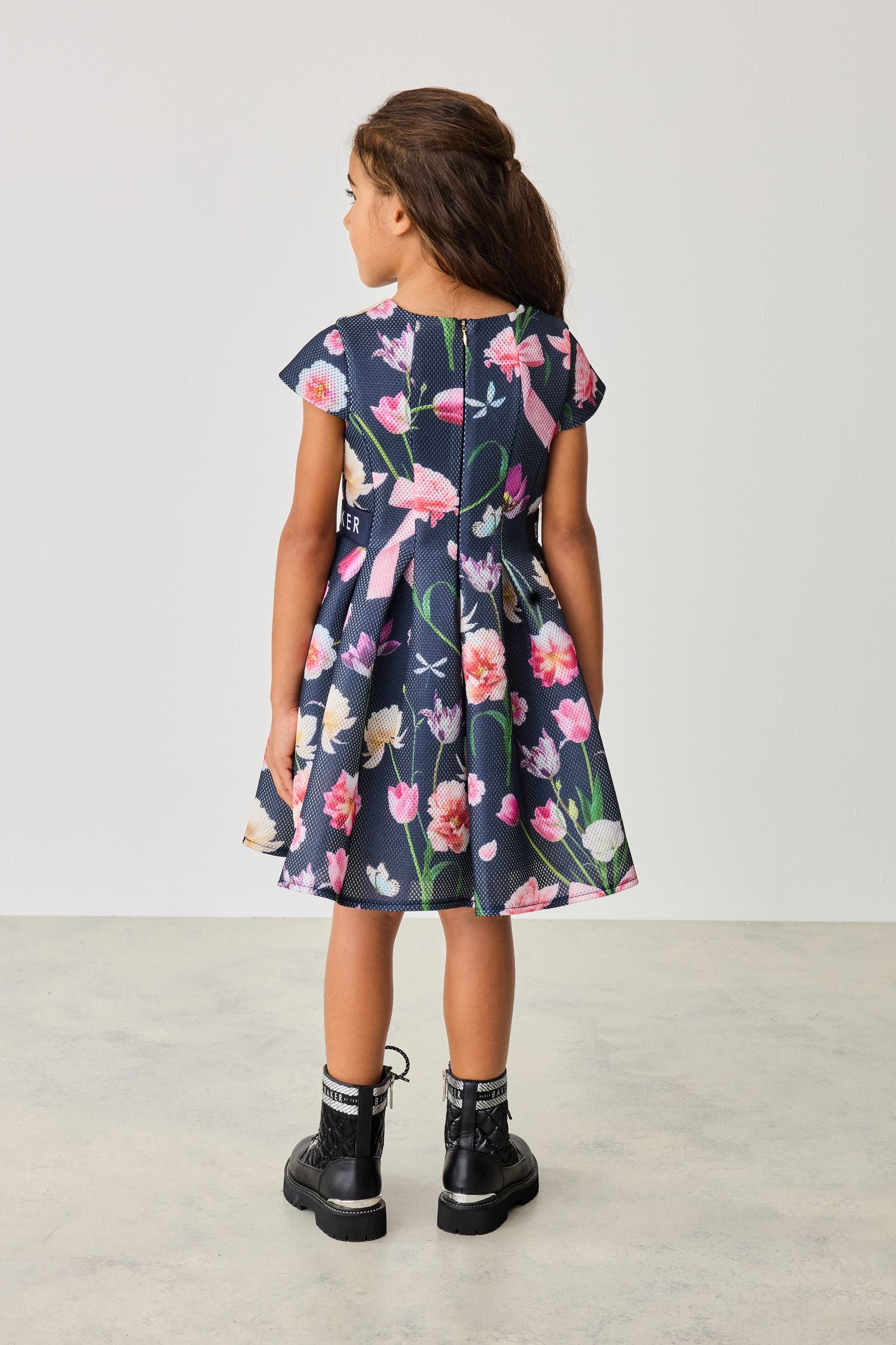 Baker by Ted Baker Navy Floral Airtex Scuba Dress