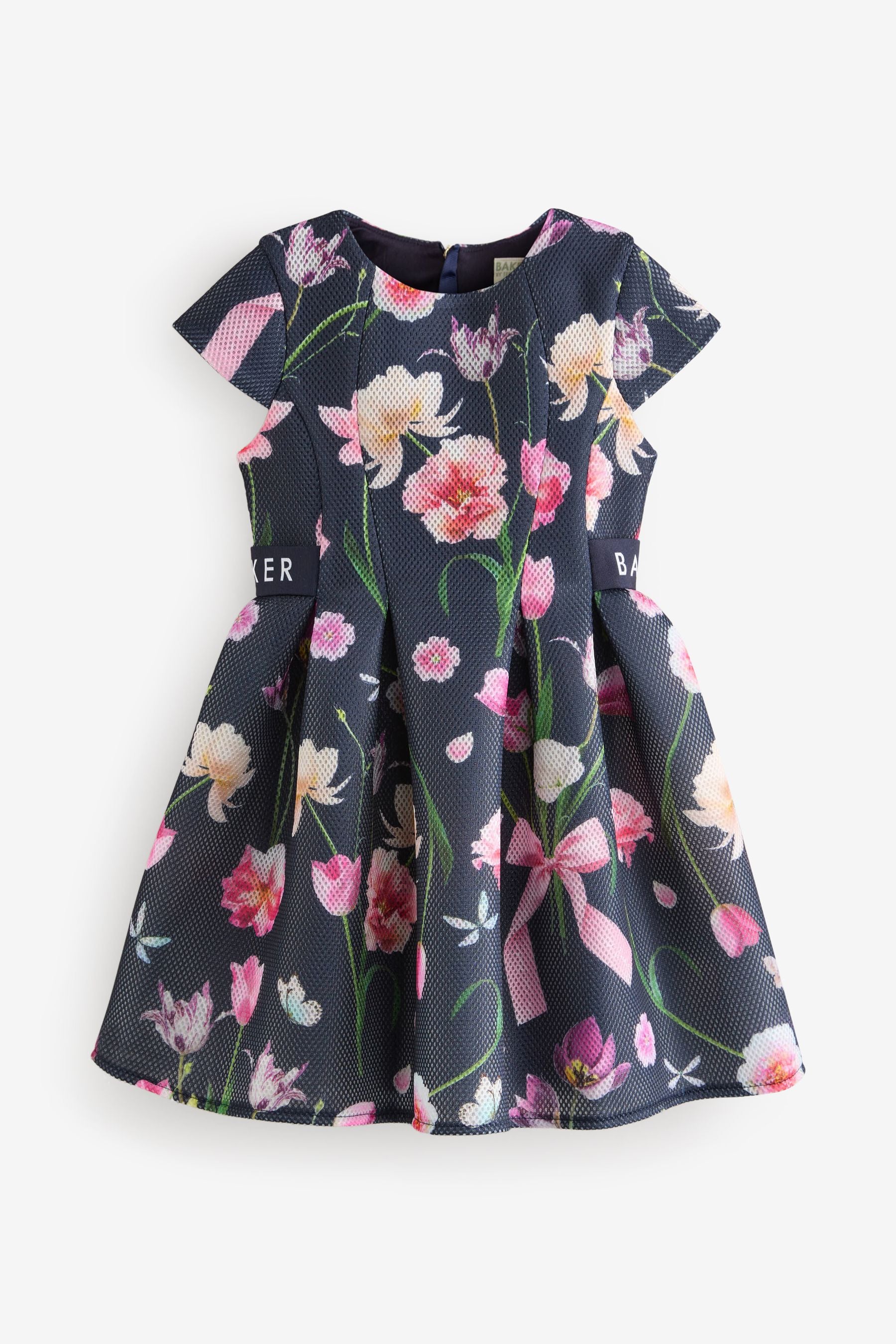 Baker by Ted Baker Navy Floral Airtex Scuba Dress