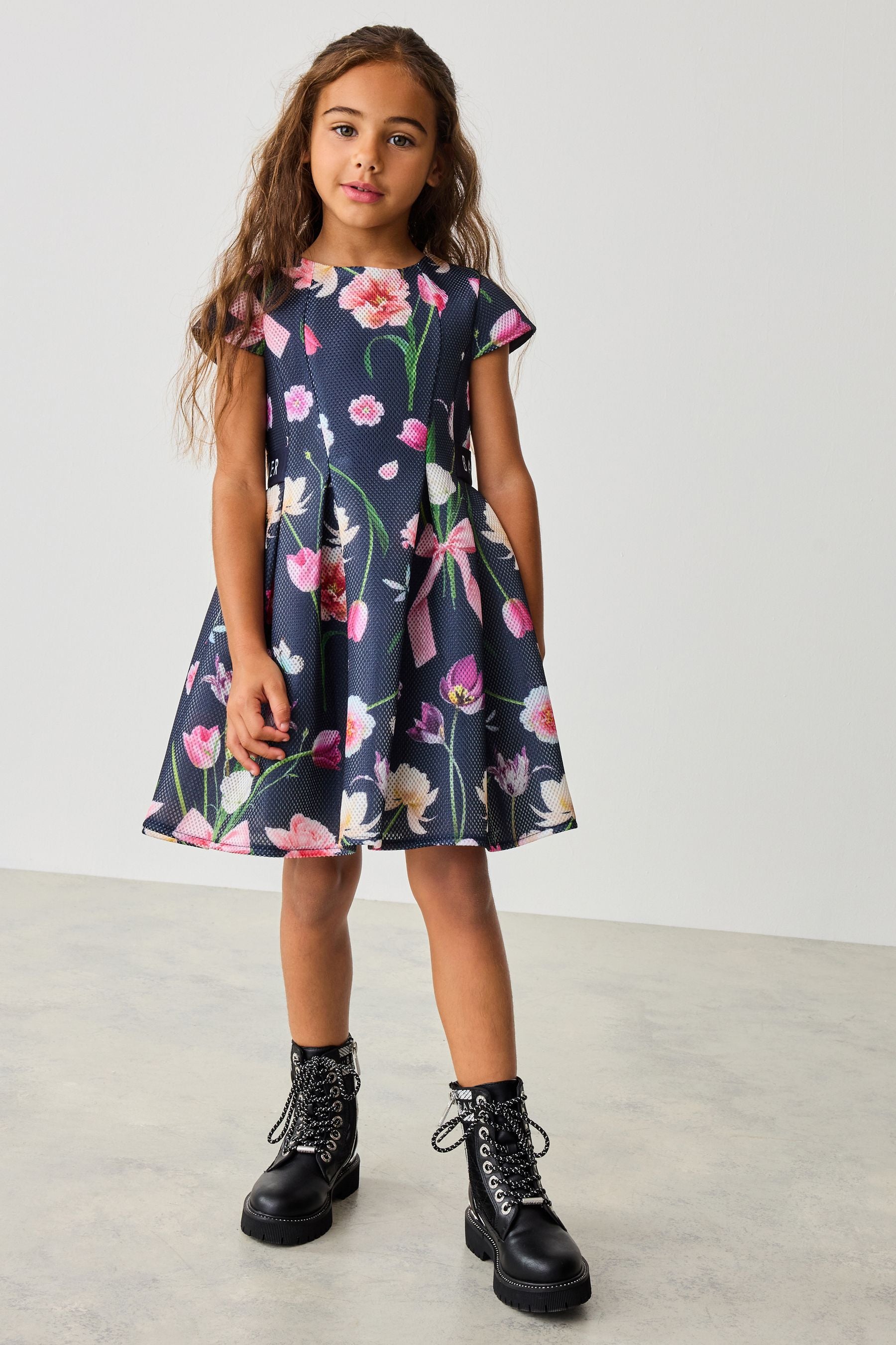 Baker by Ted Baker Navy Floral Airtex Scuba Dress