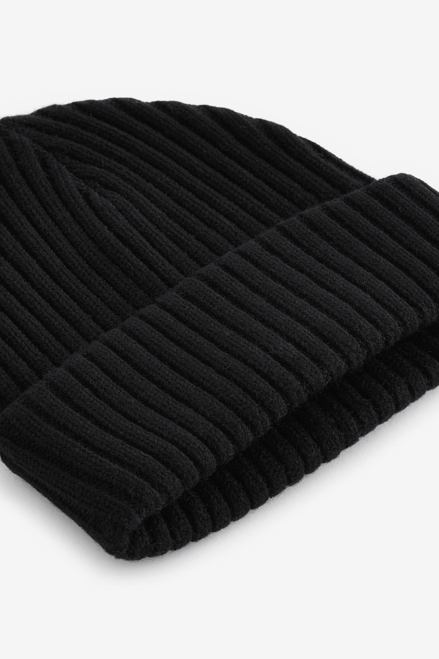 Black Rib Beanie Hat (1-16yrs)