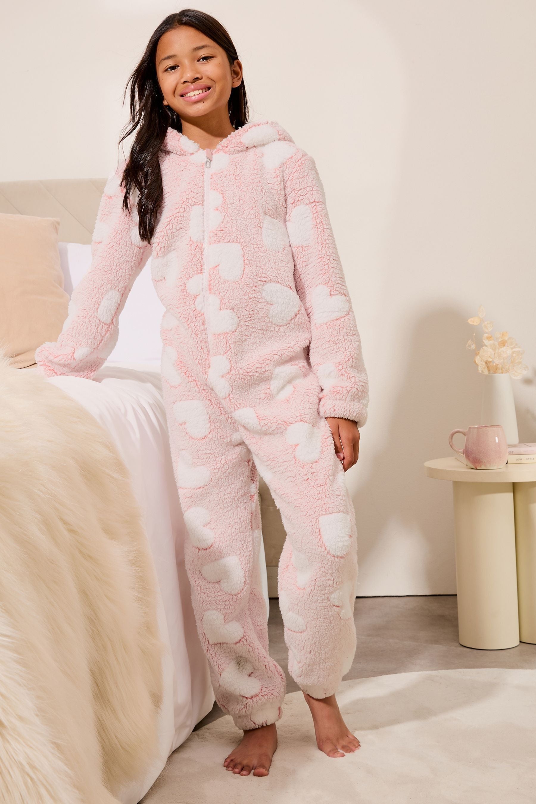 Lipsy Pink Cosy Borg All-In-One (5-16yrs)