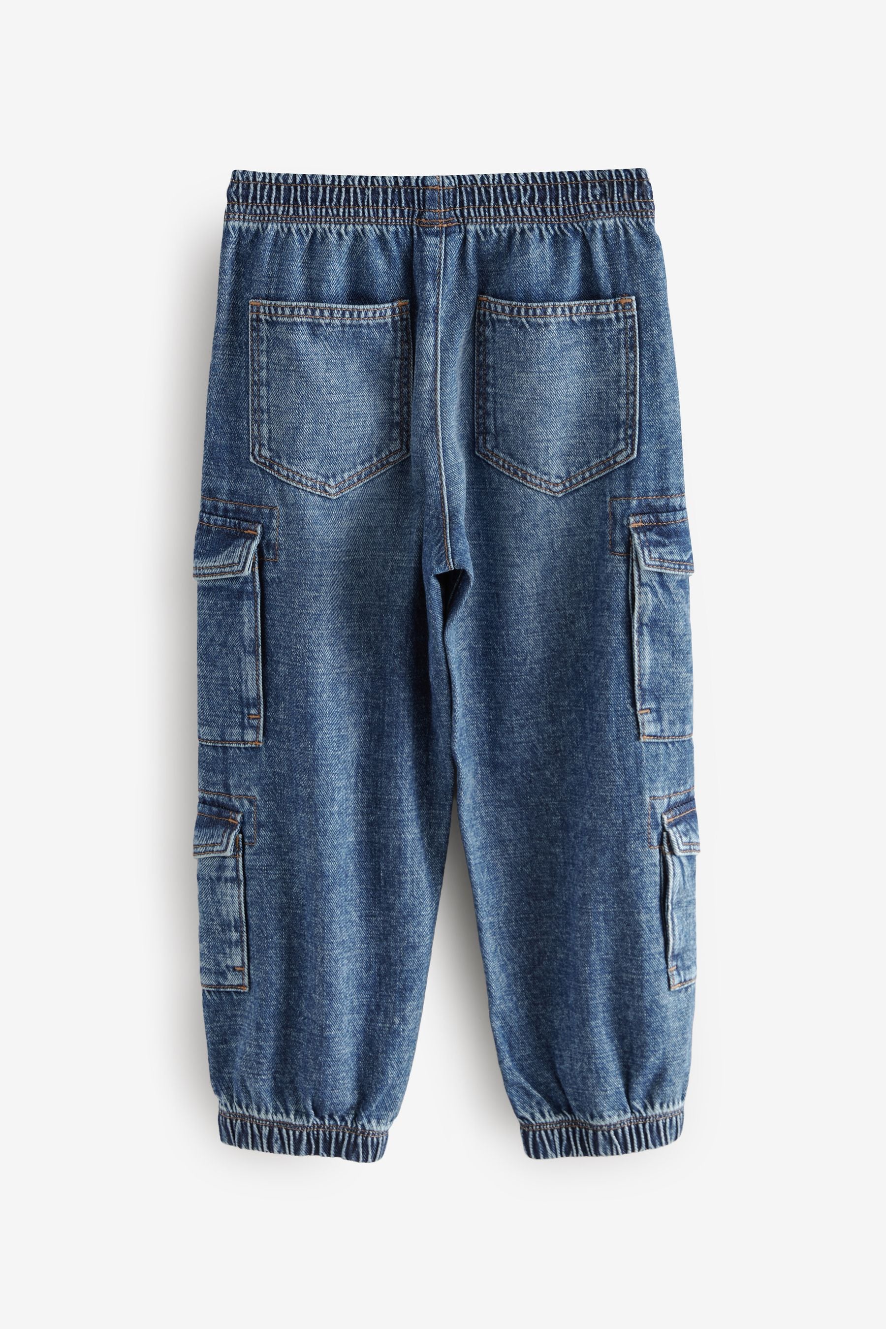 Blue Balloon Denim Cargo 100% Cotton Jeans with Elasticated Waist (3-16yrs)