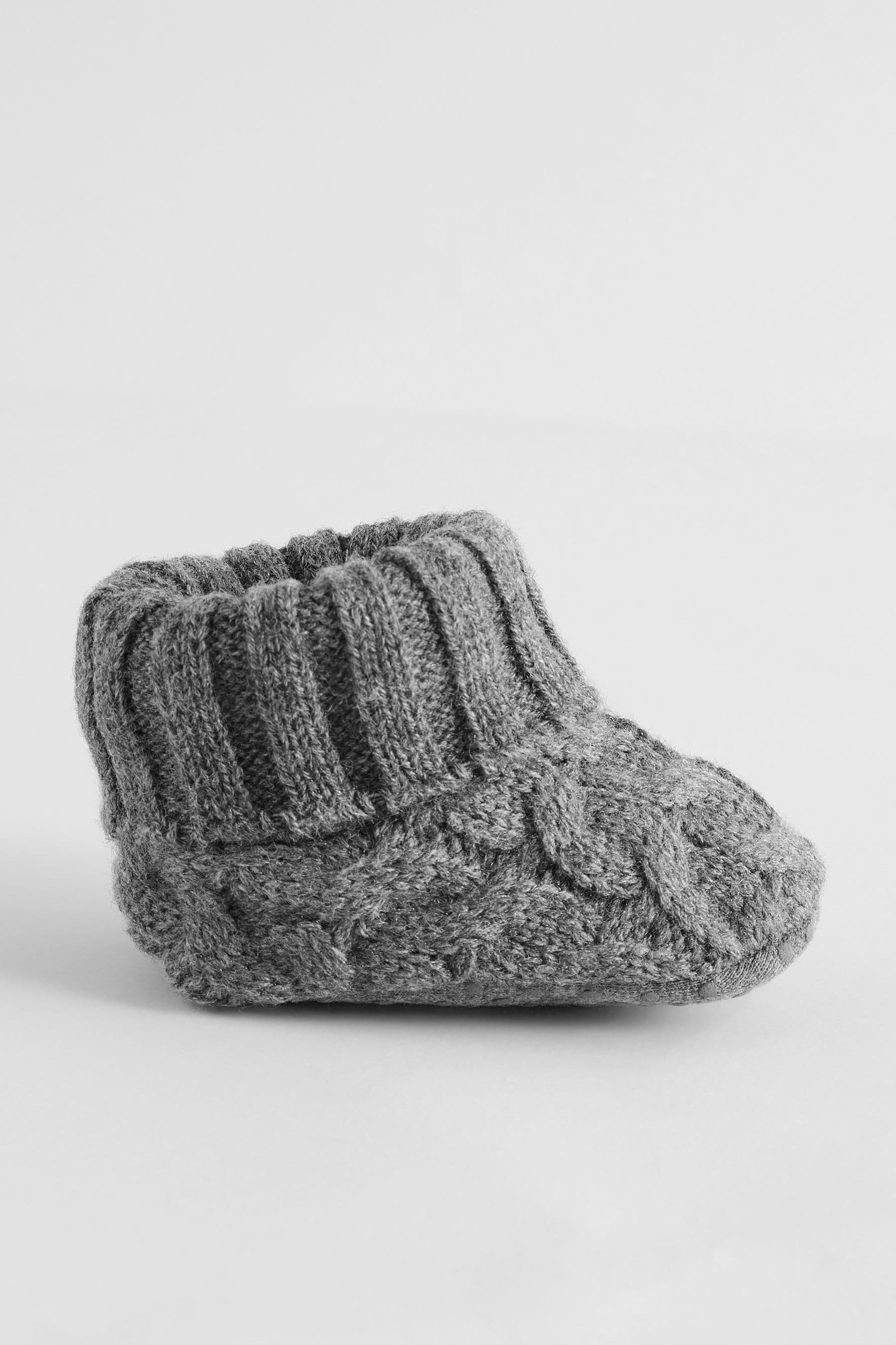 Grey Knitted Sock Top Baby Booties (0-2mths)